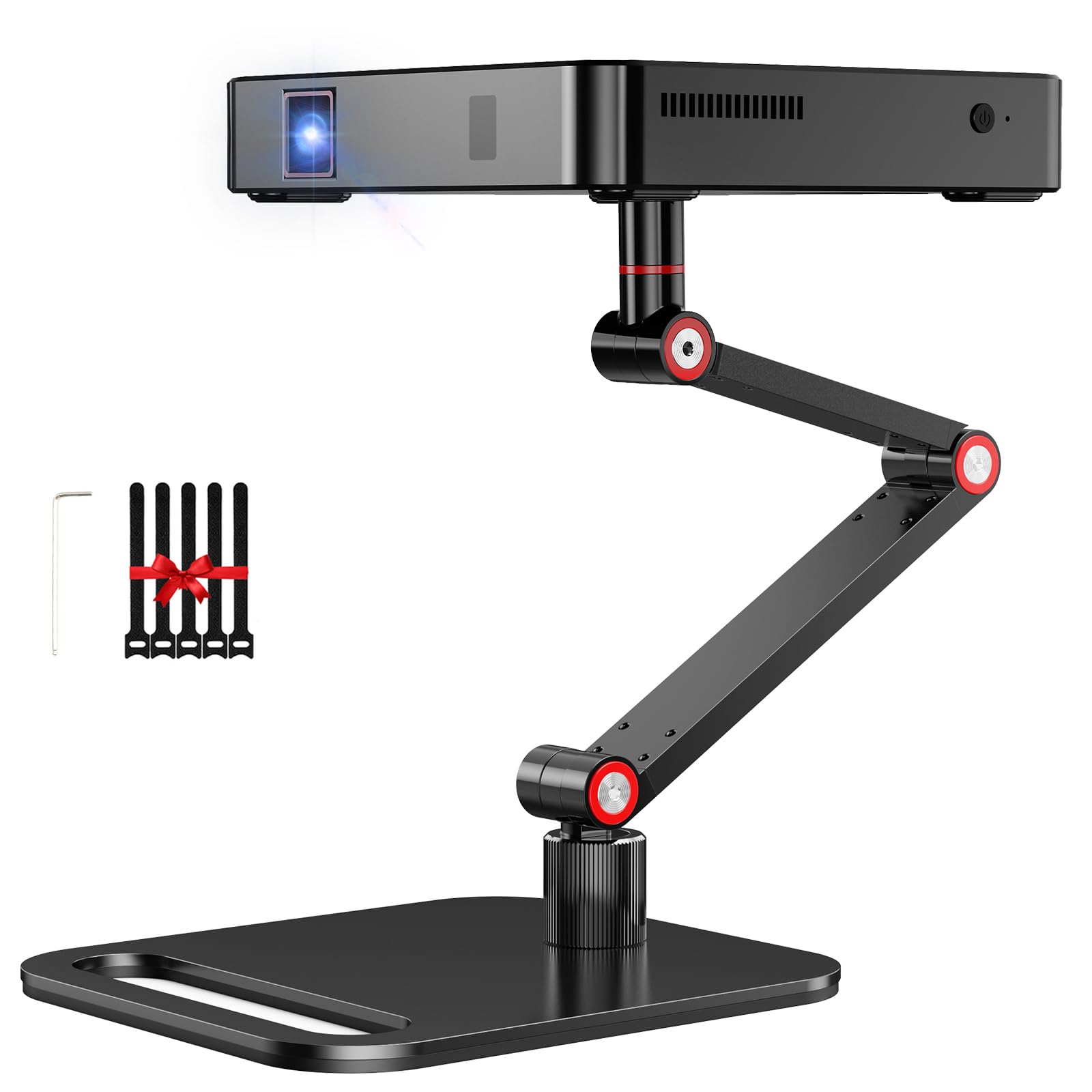 DAWASAPAT Soporte plegable para proyector de escritorio con rosca de 1/4 pulgadas, altura ajustable y rotación de 360 grados, compatible con la mayoría de proyectores de menos de 2.2 libras para el