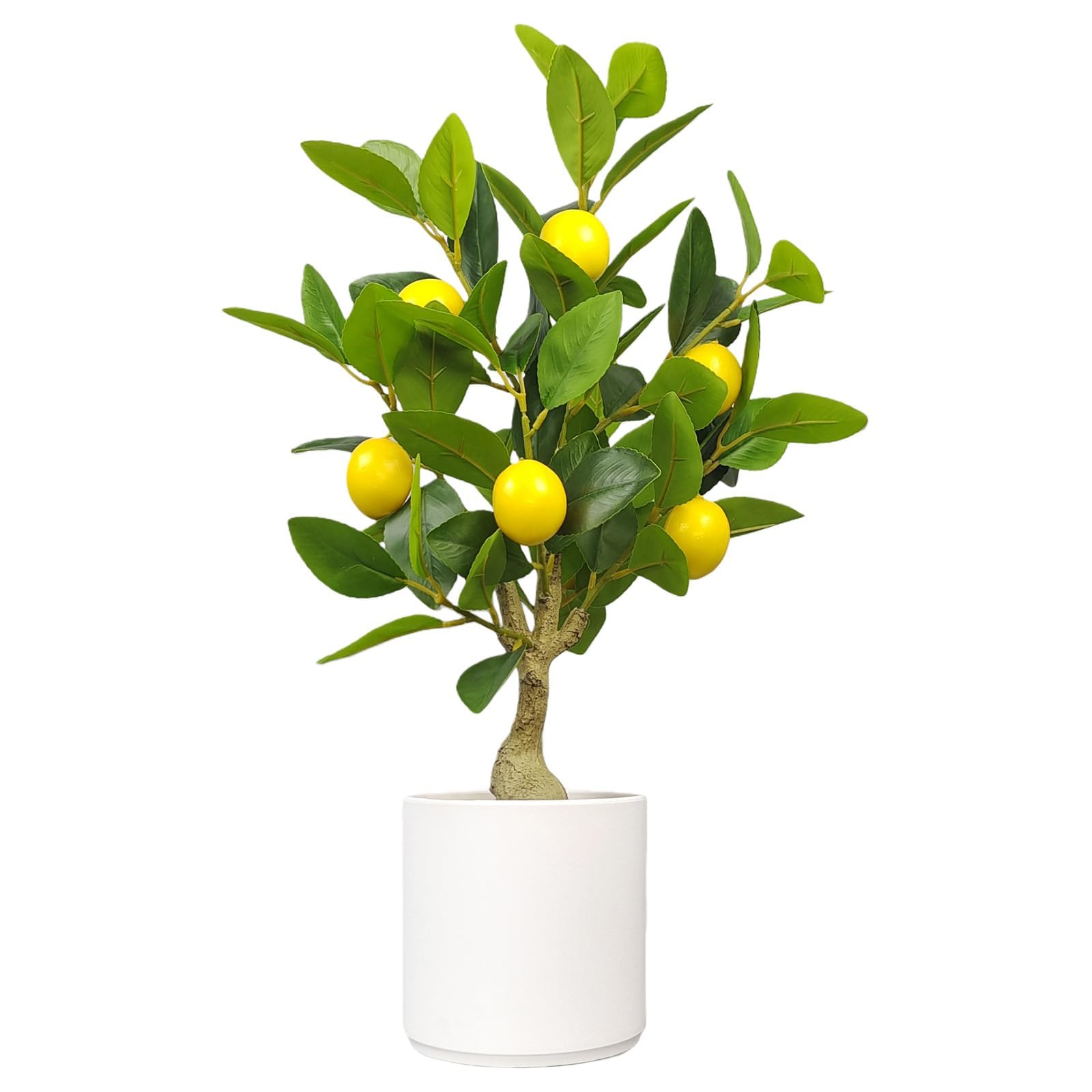 Photo 1 of NyxGarden Artificial Lemon Tree 20.5 Inches Tall, Fake Potted Citrus Plant with Lemons and White Pot, Faux Fruit Plant Medium Fake Houseplant for Indoor Home Office Desk Room Table Decor