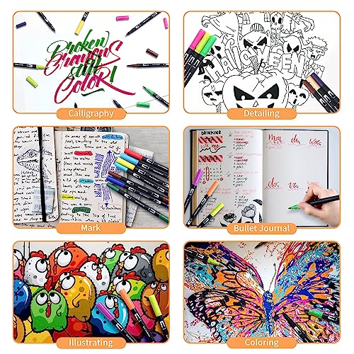 Image of Peablce Art Markers Brush Pen Markers for Adult Coloring 32 Colored Pens (Pack of 3)