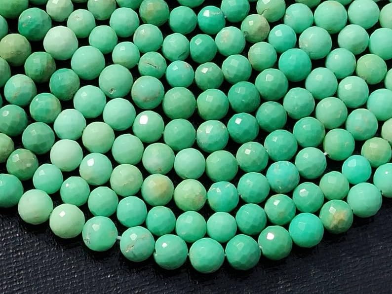 Perles chrysoprase naturelle 6mm pierres fines de prestige éclat poli