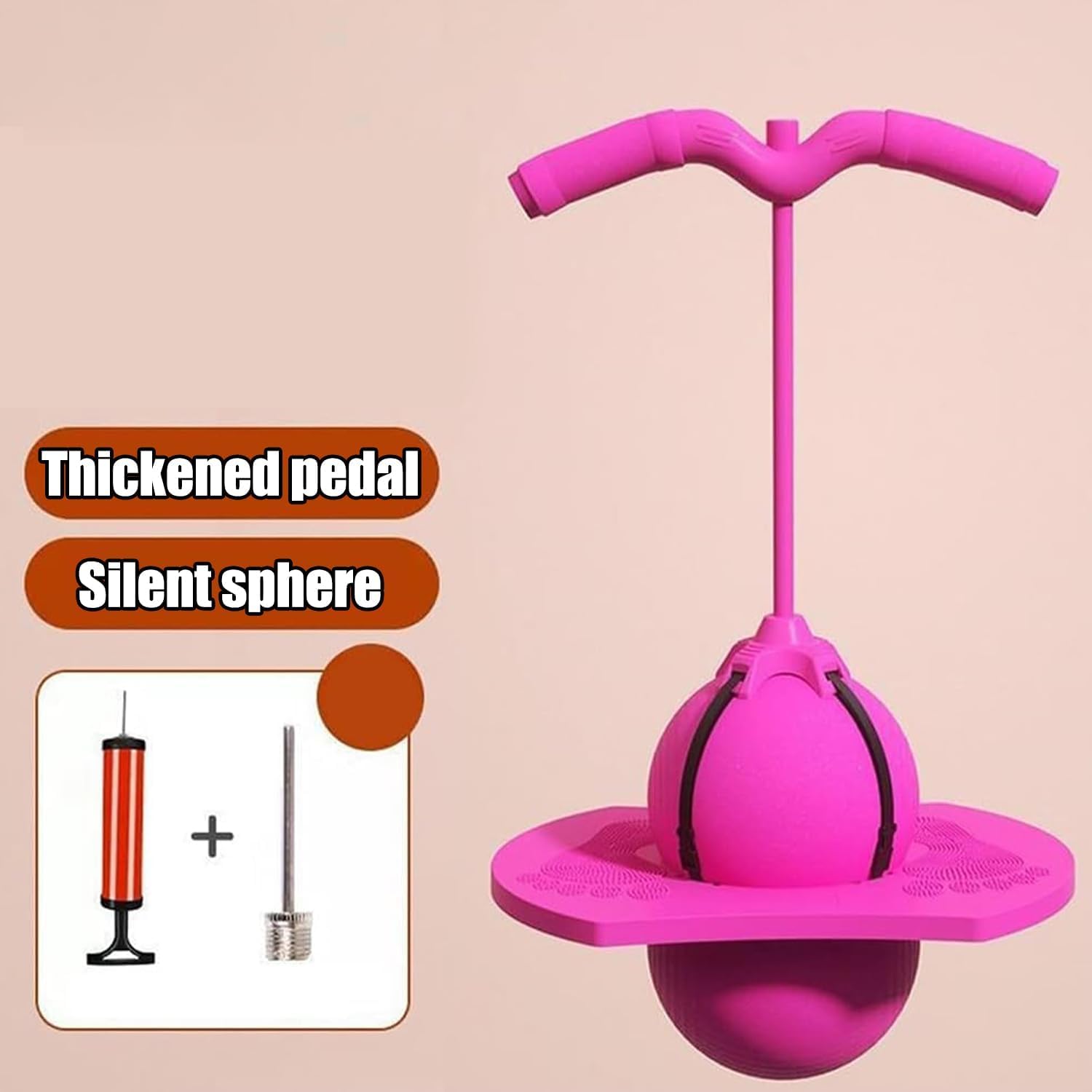 Balón Saltarín Equilibrio Niños, Pogo Ball con Asa, Base Antideslizante, Juguete Interior & Exterior, Deporte y Fitness para Niños y Adultos (Rosa)
