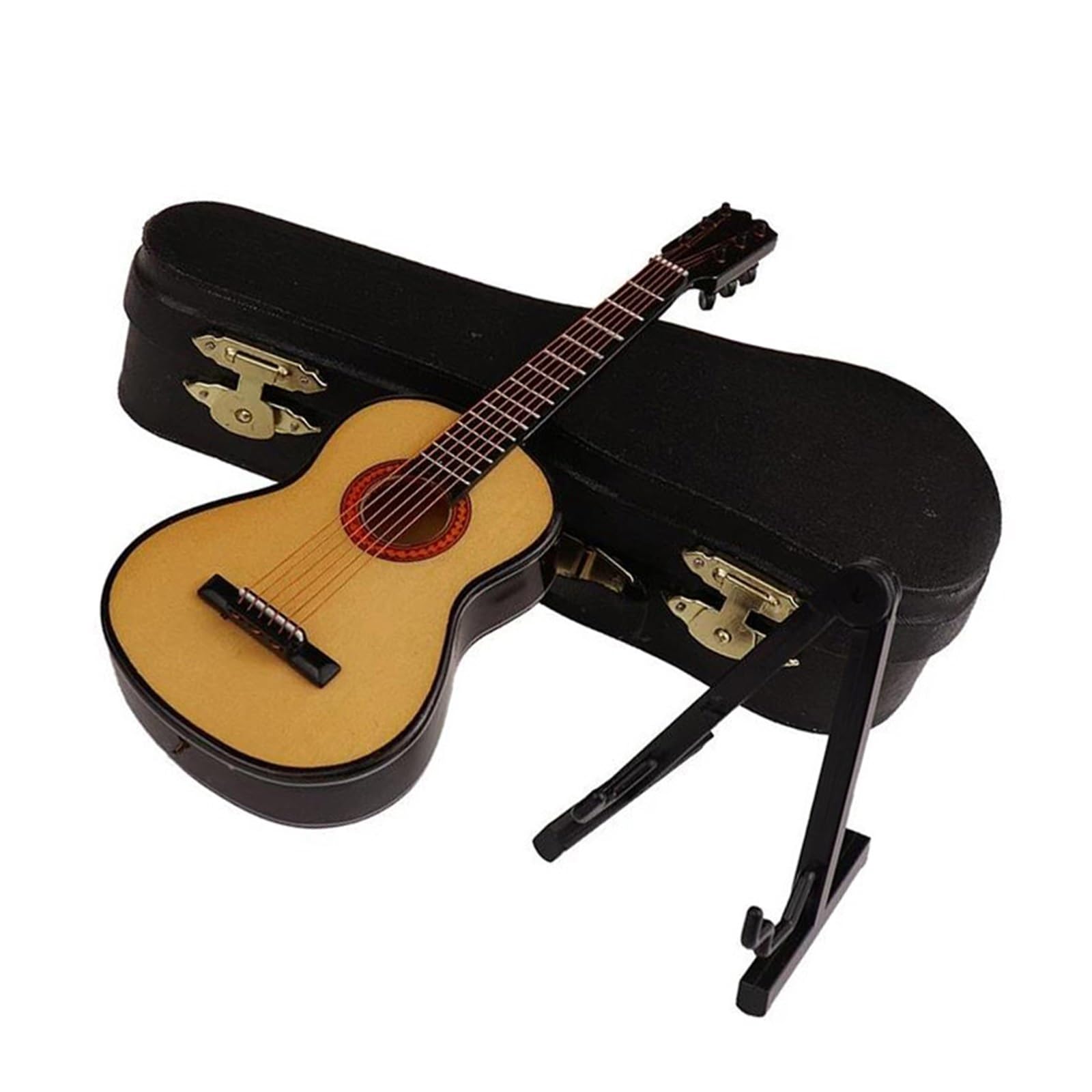Ozdoby na instrumenty muzyczne Drewniana miniaturowa gitara ze stojakiem i futerałem ozdoba instrumentu muzycznego(Color C)