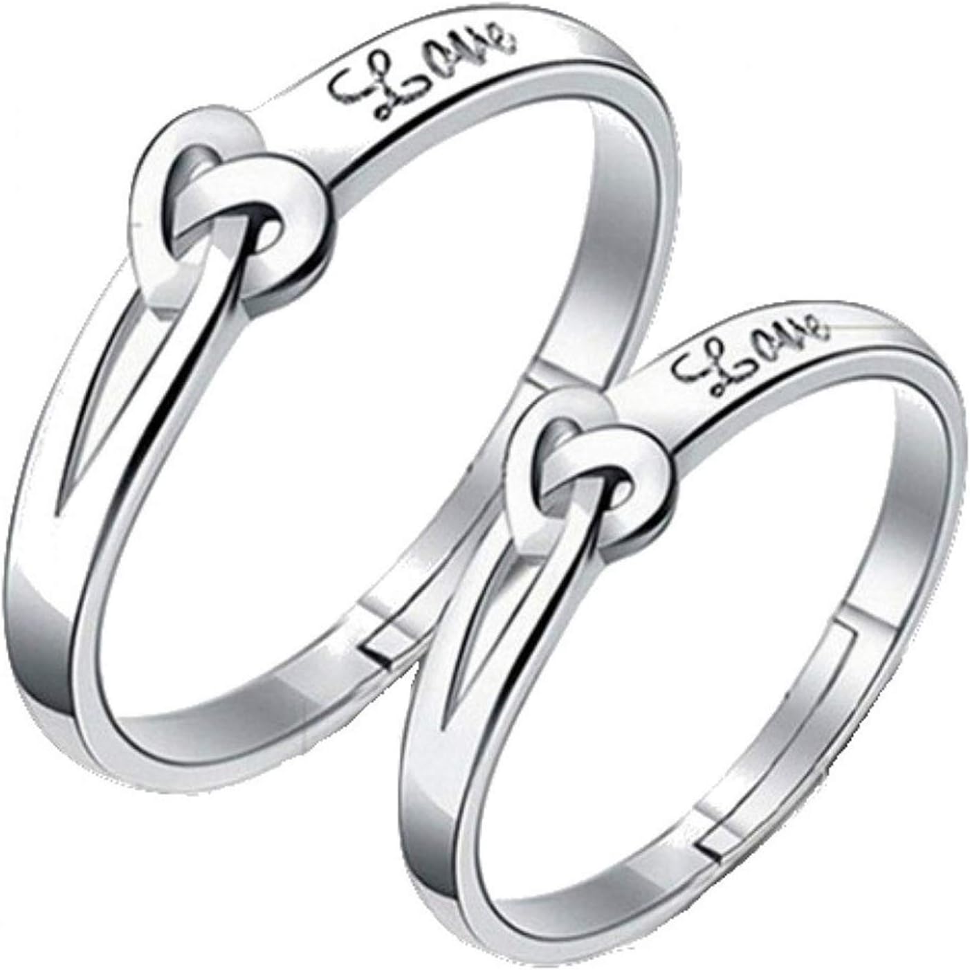 Valentine Gift Proposal Crystal Elegant Couple Adjustable Ring for Men and Women (PAFRCO1103110PR), Metal, Crystal