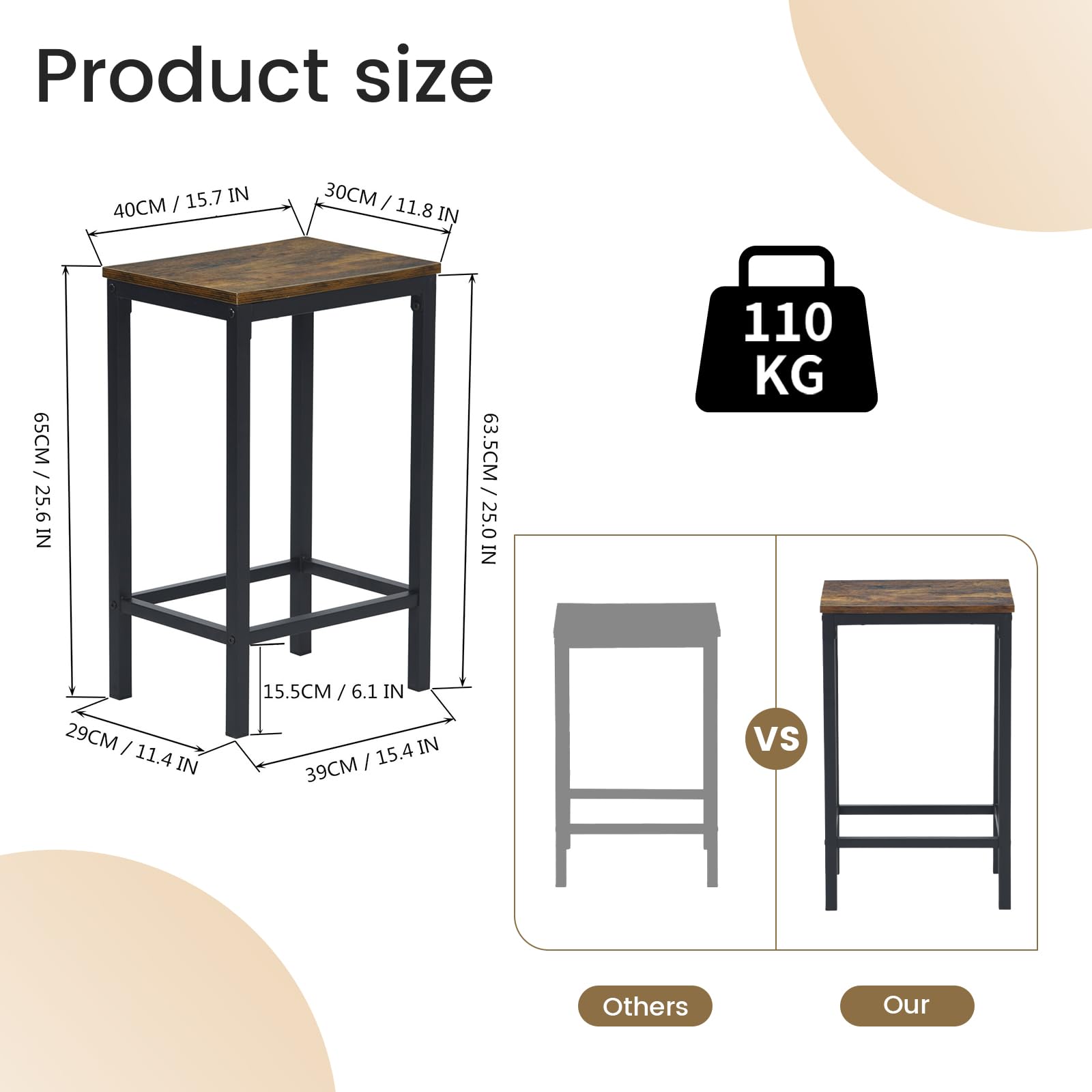 buybyroom Juego de mesa de comedor con 4 sillas y juego de mesa de bar – Diseño de llama dinámica, 100 x 60 x 90 cm