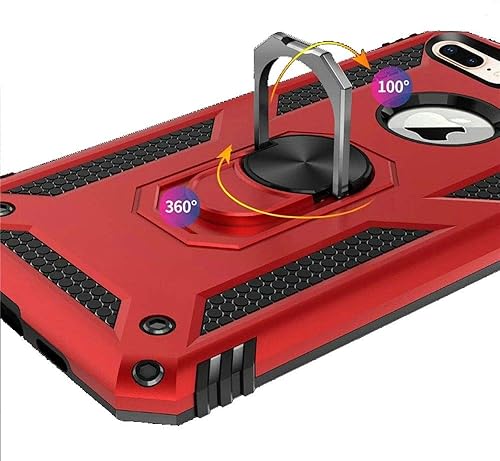 Miniatura 4 de KKRD - Funda para teléfono compatible con iPhone 8 PlusiPhone 7 Plus, con protección contra golpes, anillo de soporte, color rojo