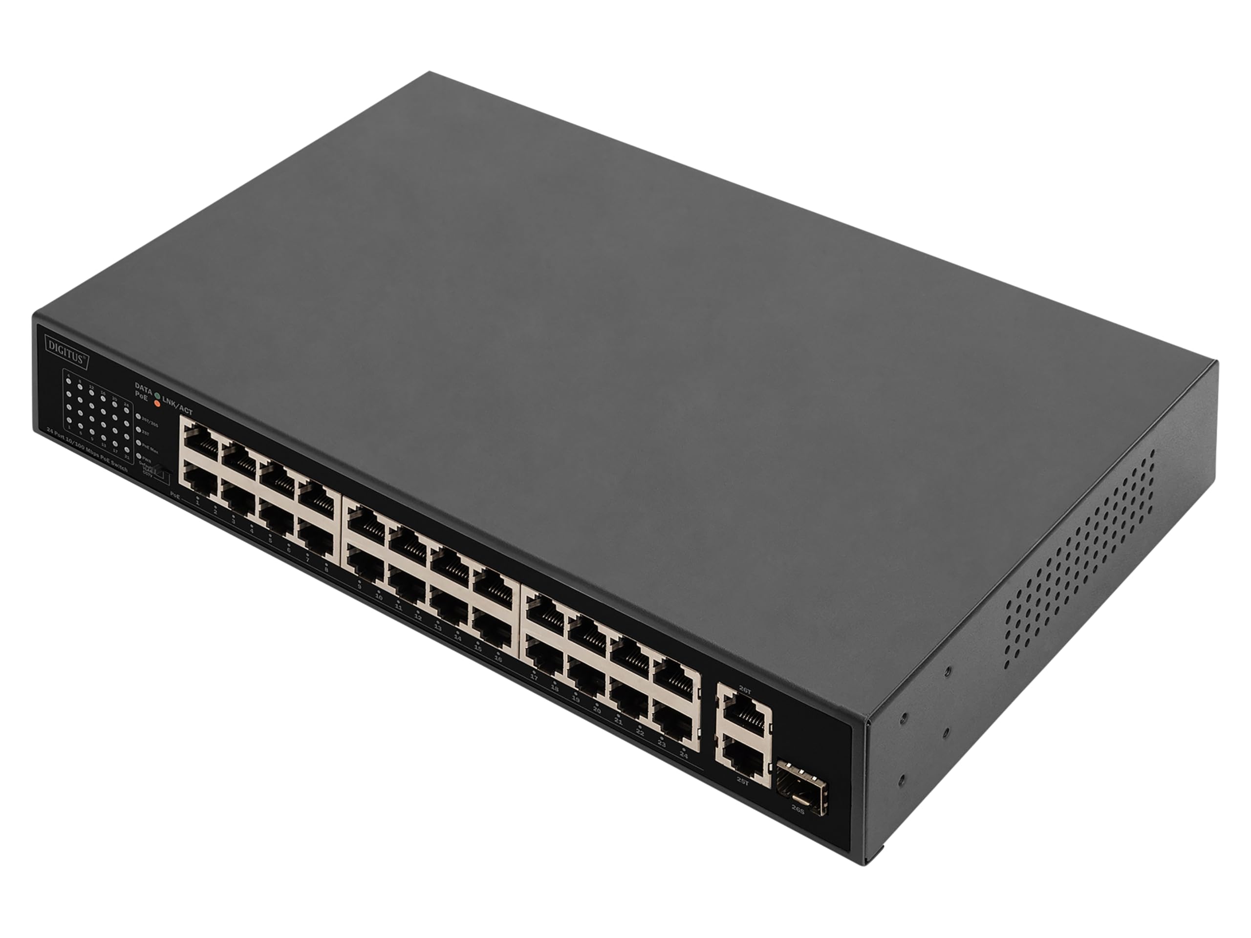 DIGITUS Switch 24-Port FE PoE 2 Uplink Ports SFP/RJ45 Power over Ethernet RJ-45
