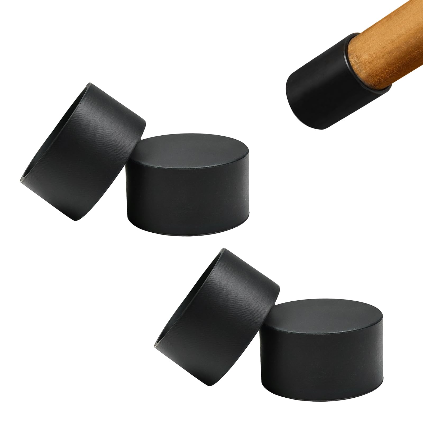 4 Pcs 1-3/4" (45 mm) Round Chair Leg Tips Caps, Silicone Rubber Furniture Leg Floor Protectors, Reduce Noise Folding Metal Chair Leg Cap Replacement for Bar Stool Leg Patio Indoor, Black