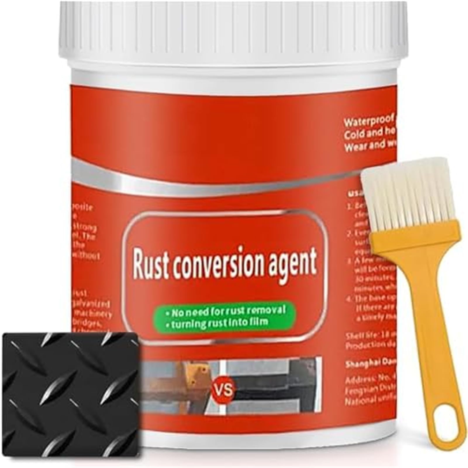 Rust Remover for Metal, 1/2 Pcs 10.7 Fl Oz Rust Converter, Chocopull Rust Paint for Metal with Brush, Multi-Purpose Rust Converter for Metal, Car, Cast Iron and Steel (Black,1)