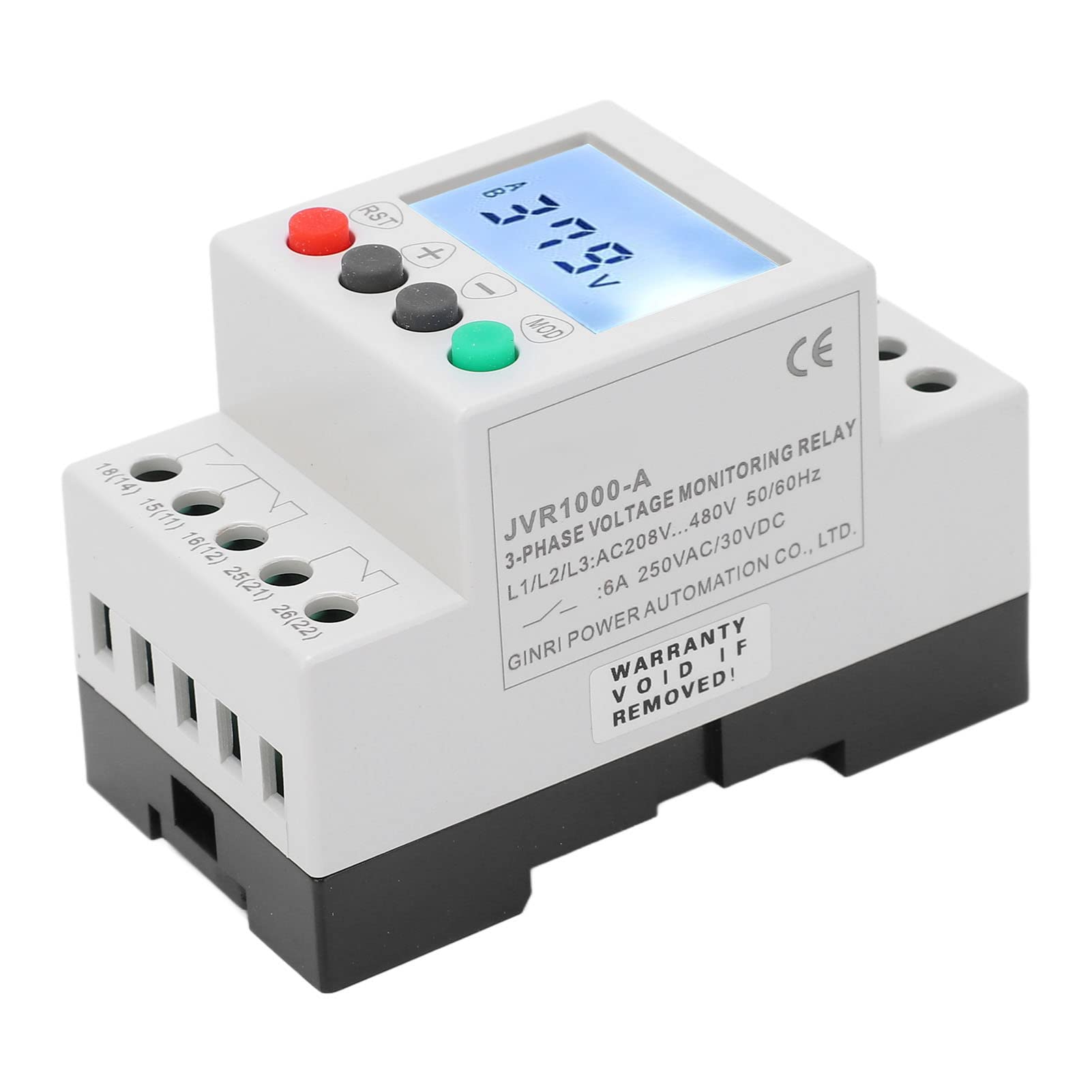 Voltage Phase Sequence Protector, 3 Phase 3 Wire Over, Automatic Reset, Real Time Monitoring, for Machine Tool Crane Control Cabinet