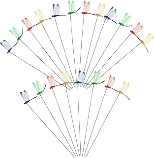 Kisangel 20pcs Dragonfly Garden Stakes Kit Colors Dragonflies Stakes Ornaments for Spring Birthday Wedding Decor