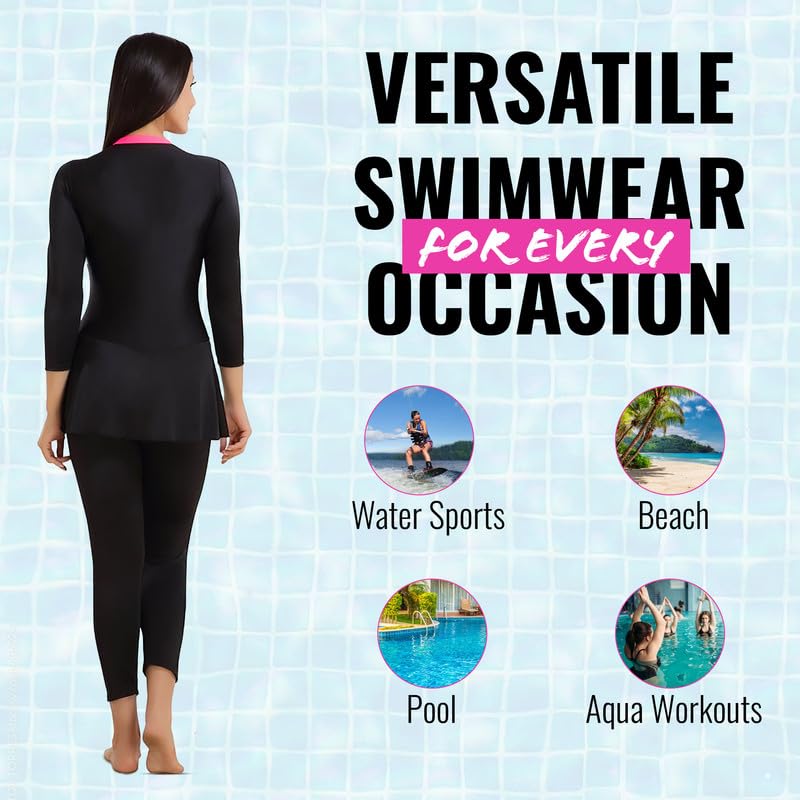 Image of SLOVIC Swimming Suit for Women | One Piece Bodysuite for Women | Beachwear for Girls | Quick Dry & Stretchable Swimwear for Ladies | Swimming Dress for Swimming Pool