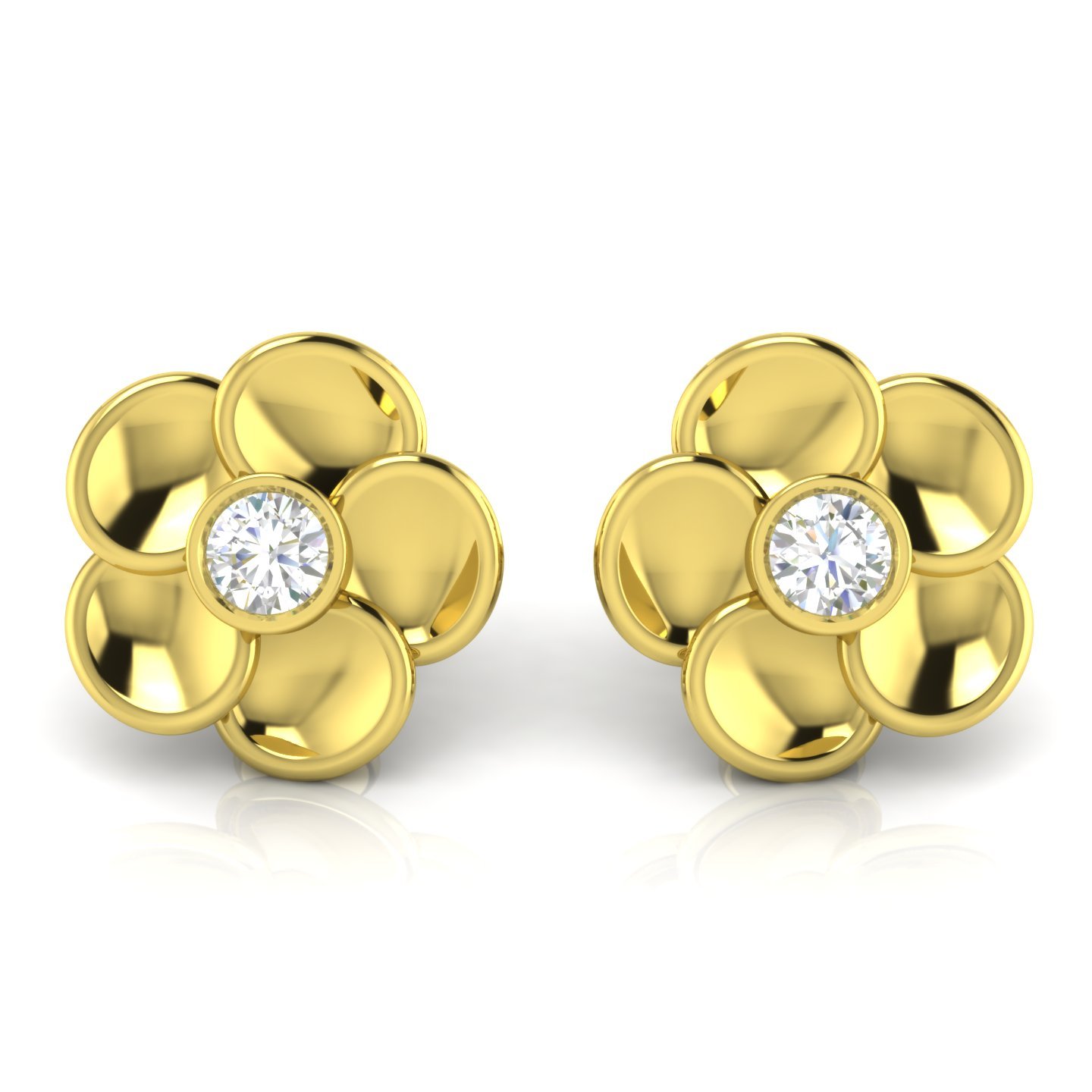 18KT Yellow Gold Stud Earrings for Women-image-37