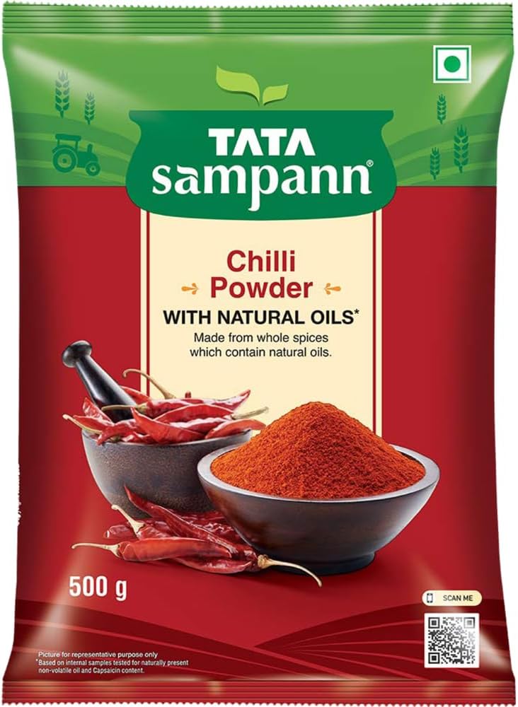 Tata Sampann Chilli Powder with Natural Oils, 500g, Lal Mirchi Powder, Mirchi Powder