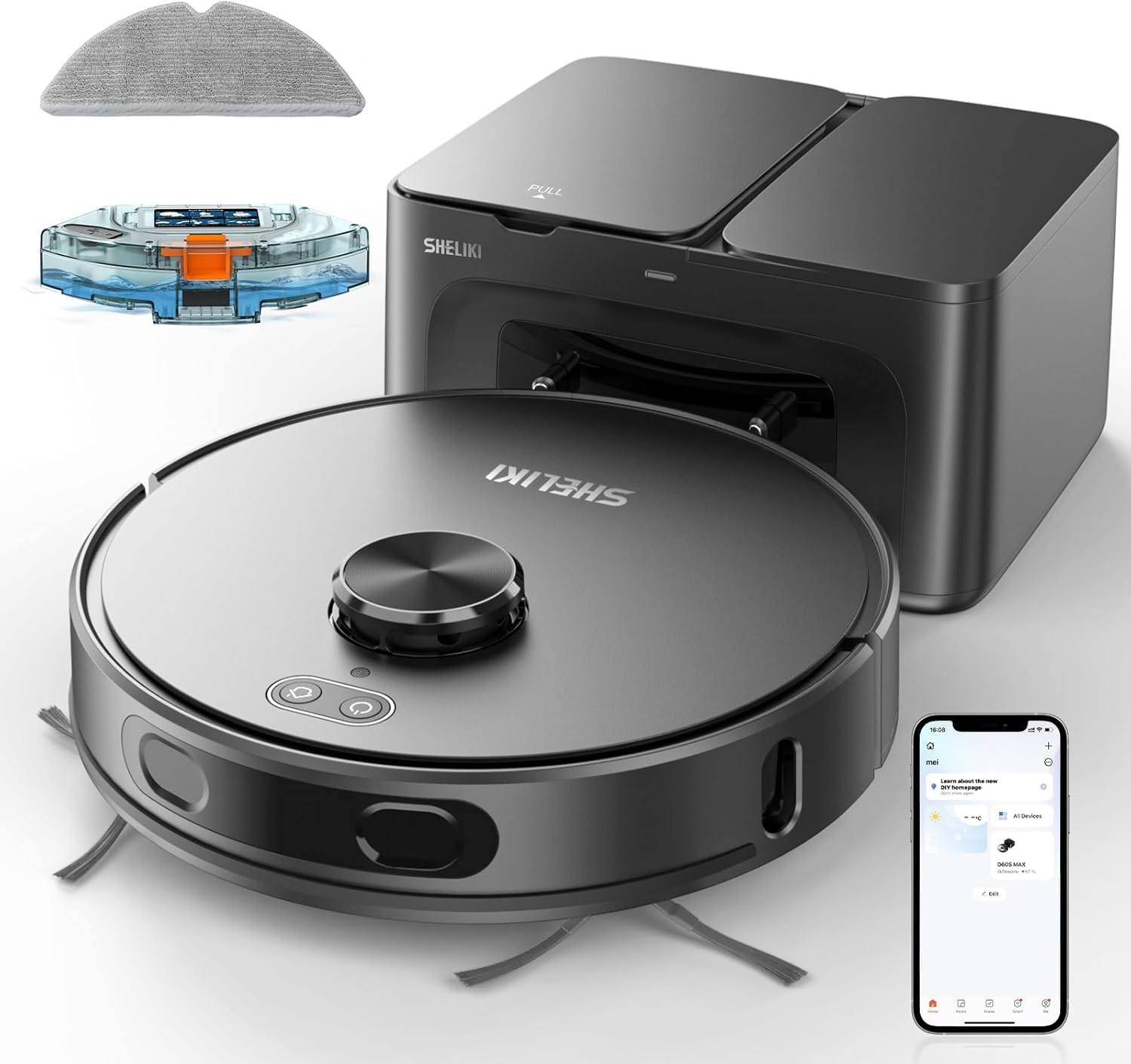 robot vacuum and mop combo, robotic vacuums cleaner with lidar navigation, smart mapping, strong suction, with wifi/app/alexa/voice control, obstacle avoidance, for home, wood/hard floors, pet hair