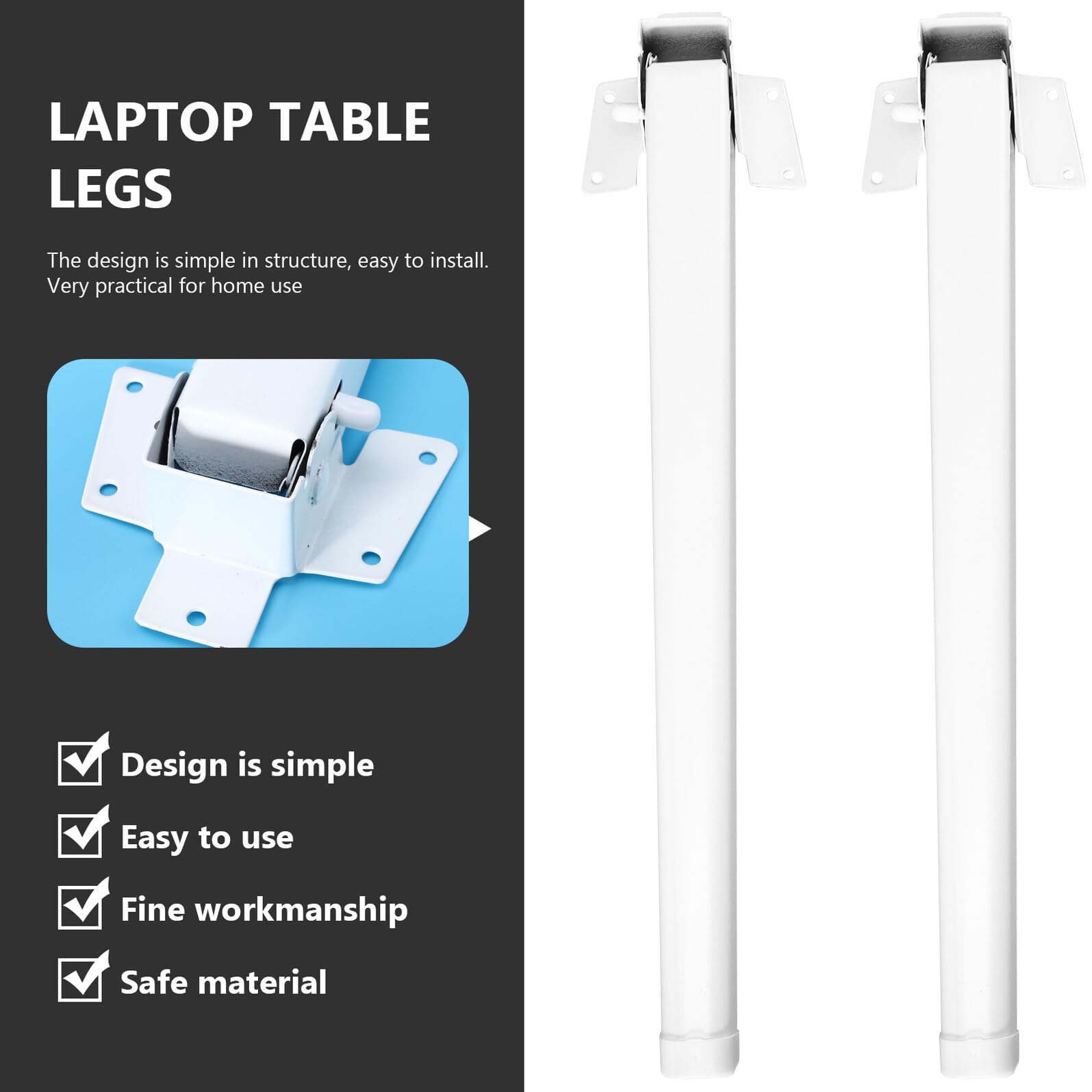 4 Stück Klappbare Möbelbein aus Eisen für Klapptisch und Laptoptisch