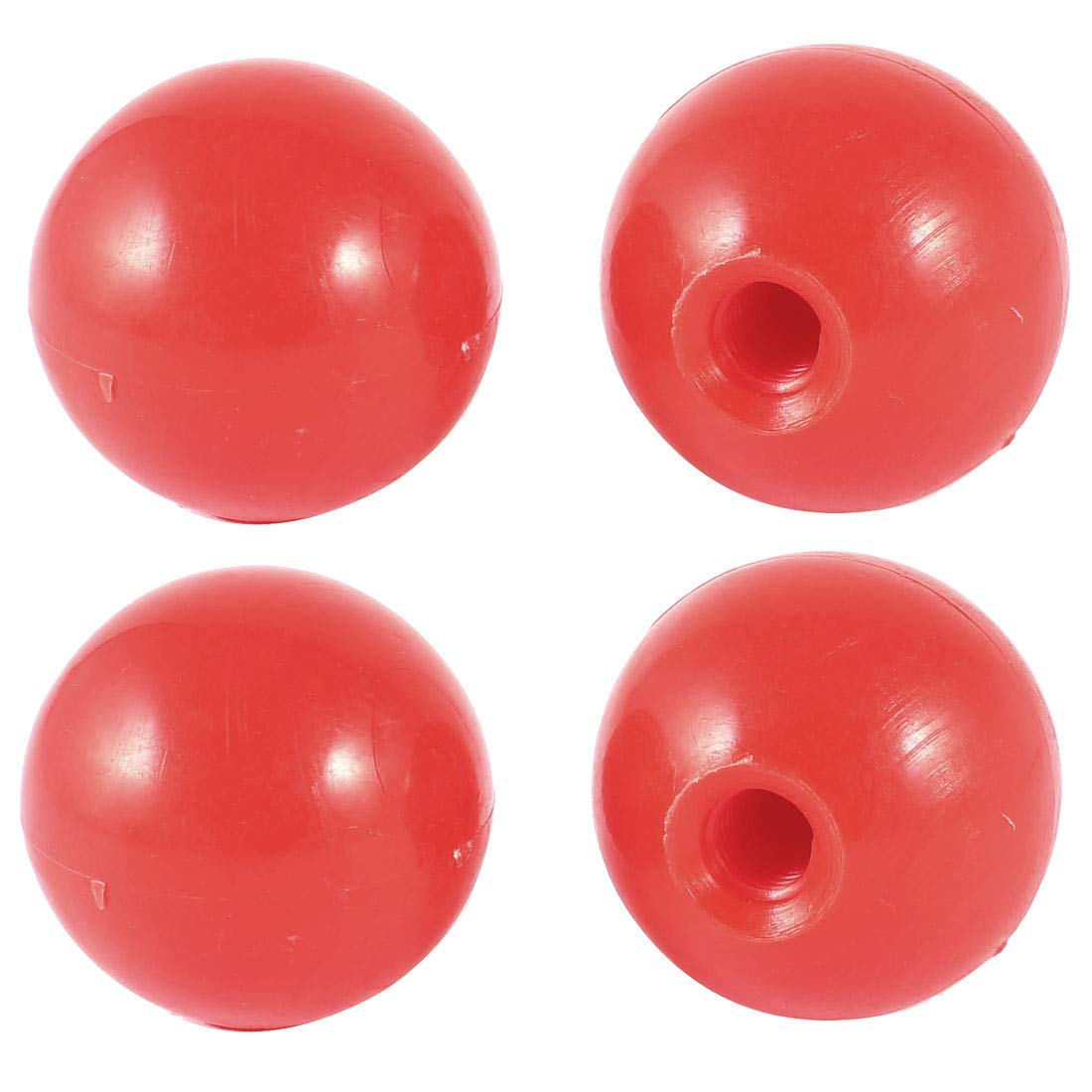 Aexit 4 Pcs Construction hardware Plastic Female Threaded 40mm Diameter Round Ball Lever Knob Red Model:76as499qo221