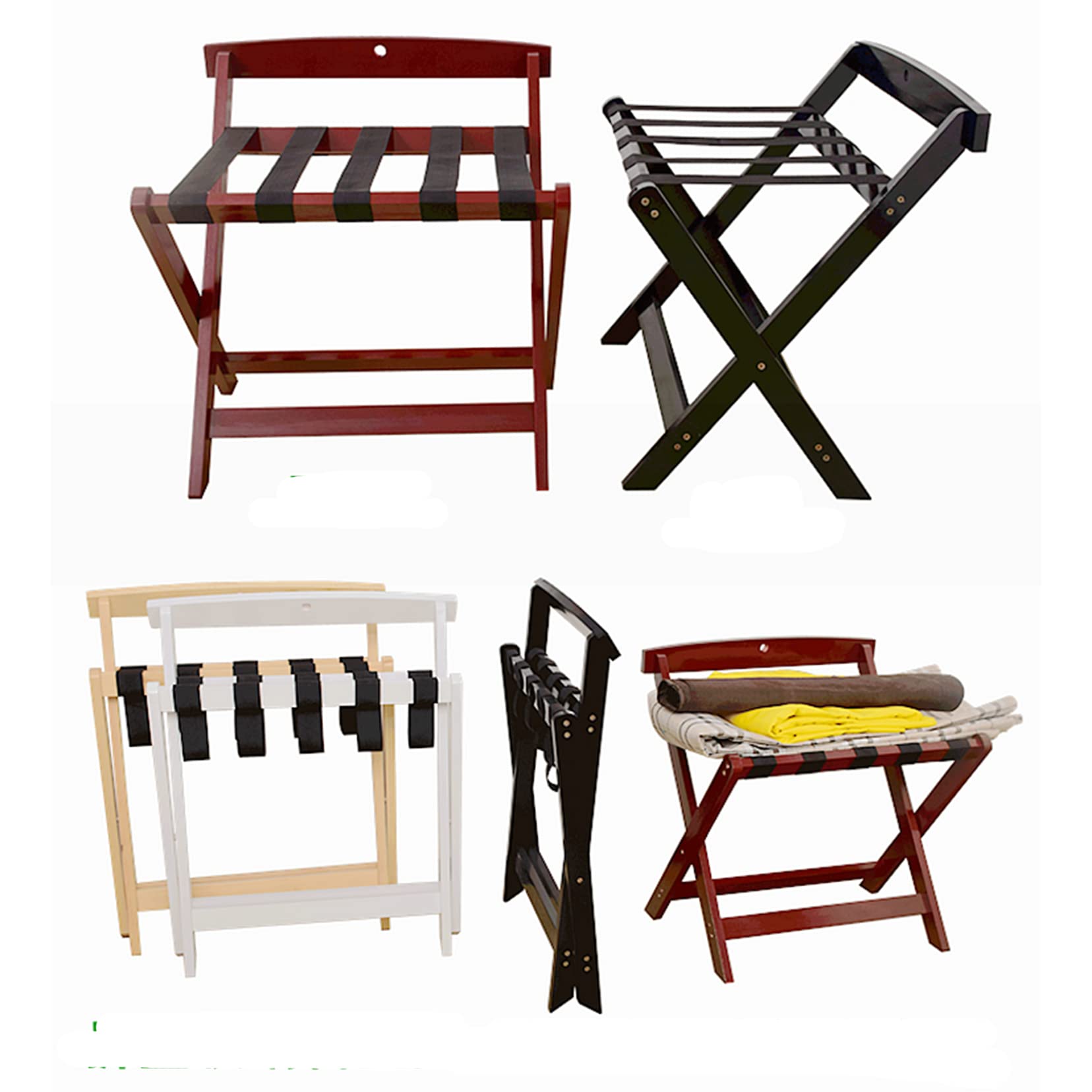 Portaequipajes para habitación, portaequipajes Plegable de Madera para Hotel con Estante, Soporte para Maleta para habitación de Invitados, Dormitorio, gabinete de Almacenamiento para organi