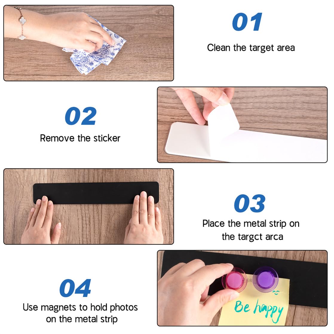 Frameless Magnetic Stainless Iron Board Strips, 24 Pieces Colorful Magnet 6pcs - View #10