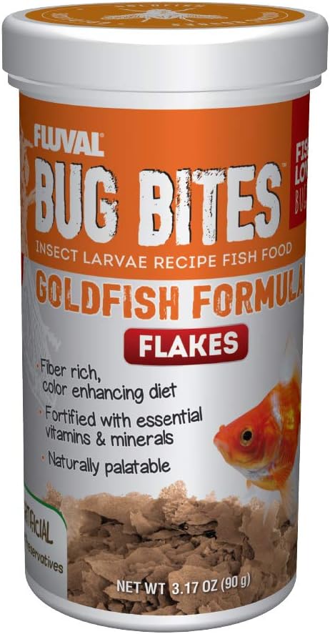 Bug Bites Goldfish Fish Food, Flakes for Small to Medium Sized Fish, 3.17 oz., A7340, Brown