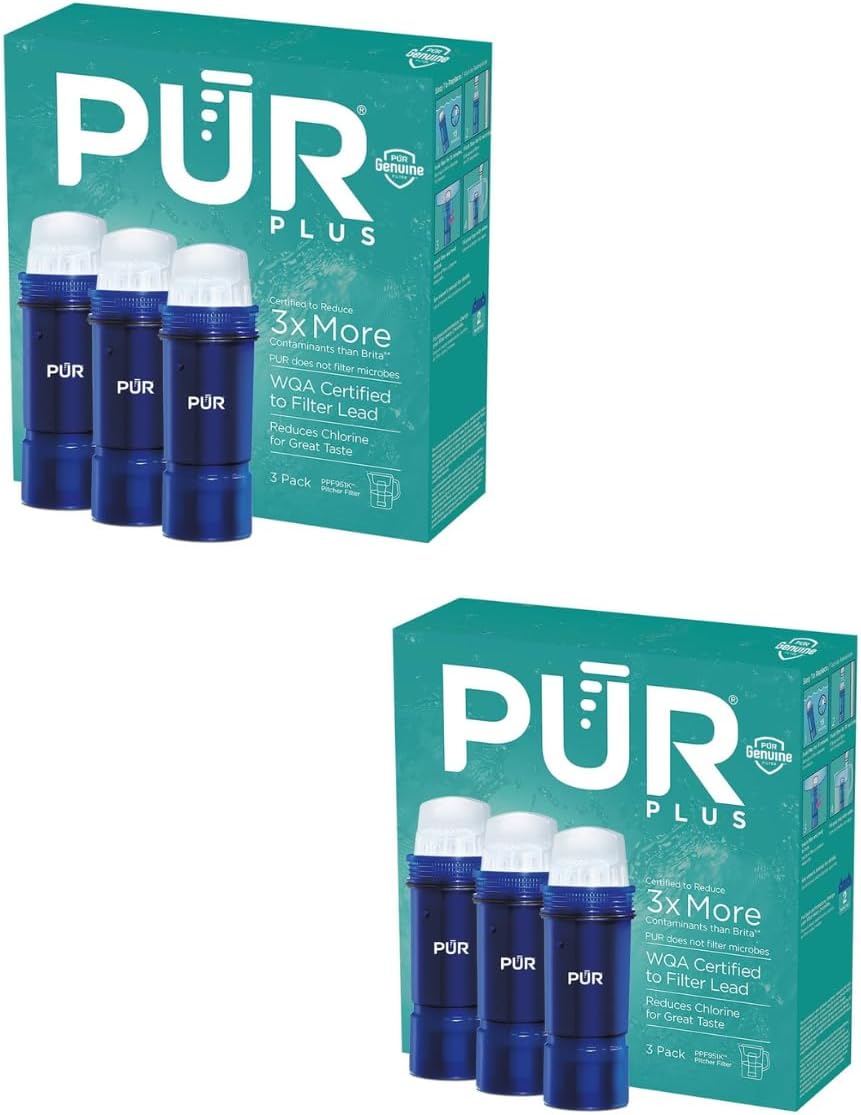 PurGenuine Plus Water Filter Replacement Bottles, 3 count (2pack), Blue