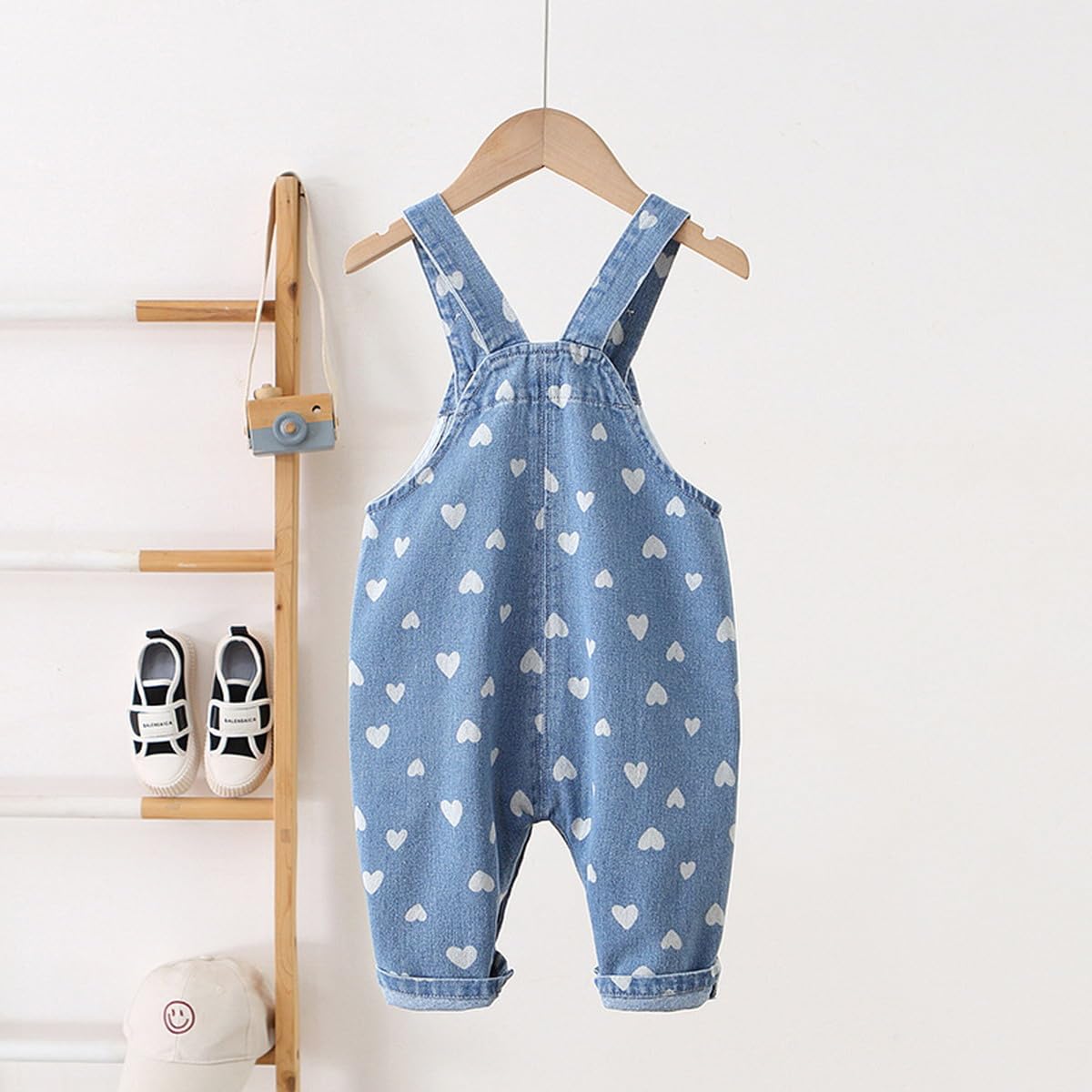 Salopette Bimba da Lavoro Neonate Tuta in Jeans alla Moda con Ricamato Amore, Bambina Tuta Salopette in Denim Tutina Carino Neonata Pantaloni Jeans per Bebè 0-4 Anni