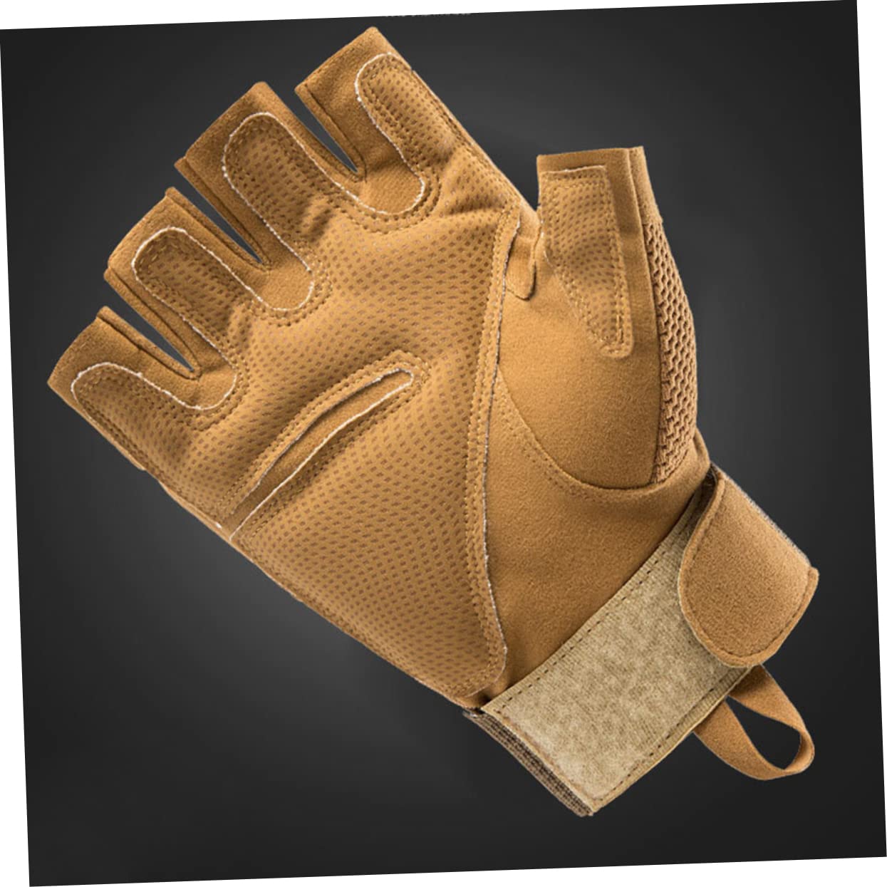 VANZACK 2pares Guantes De Media Dedo Antideslizantes para Actividades Al Aire Resistentes Al Desgaste para Ciclismo y Montañismo Unisex Color Khaki