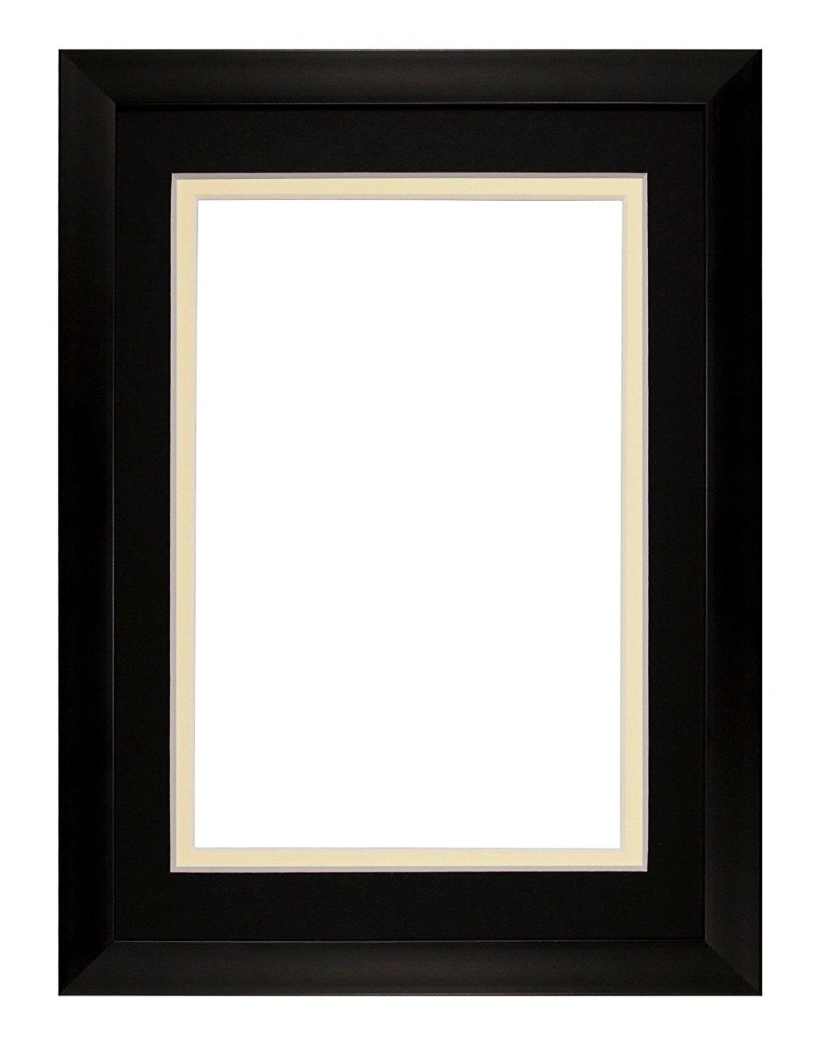 Rainbow Range Black Matt Double Mount Photo frame/picture frame/poster frame with Real Glass - Black on Ivory Mount - 6"x4" for 4.5"x2.5" pictures