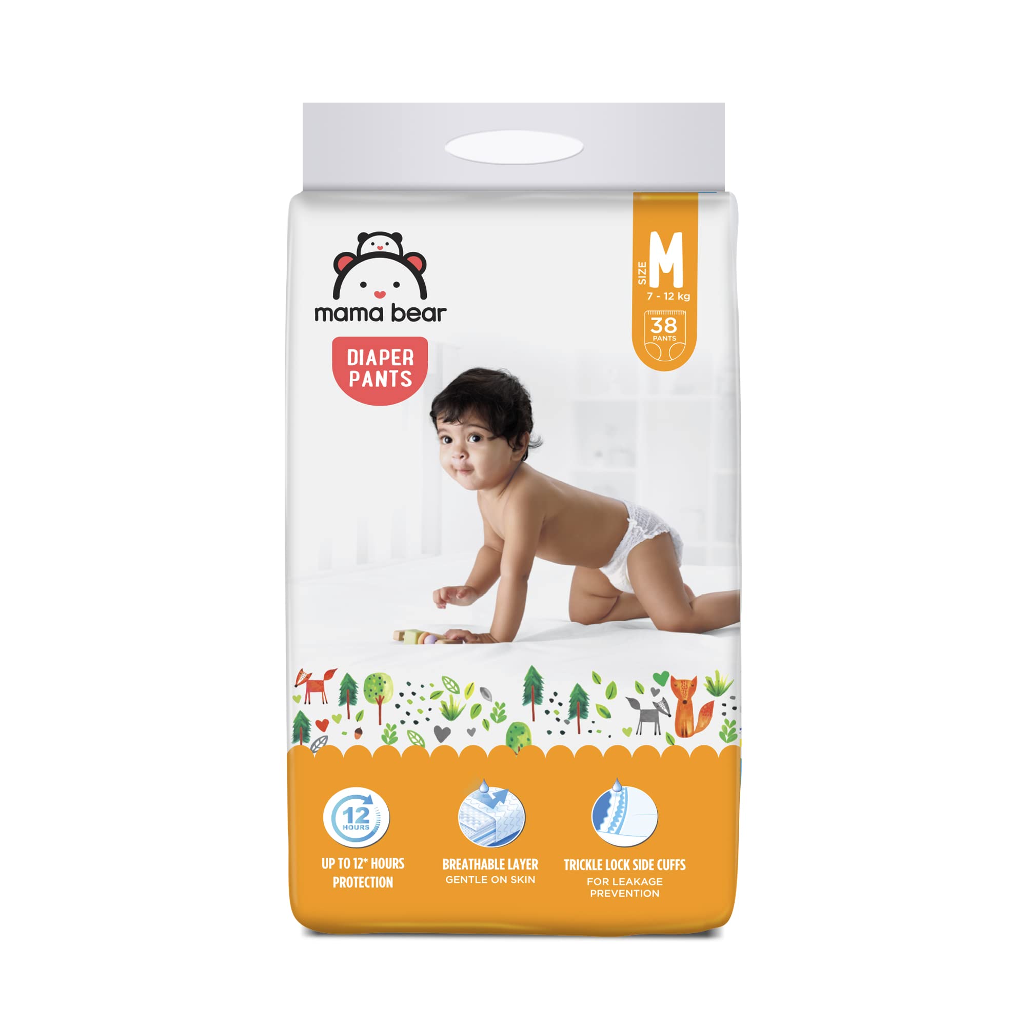 Amazon Brand - Mama Bear Baby Diaper Pants, Medium (M) - 38 Count