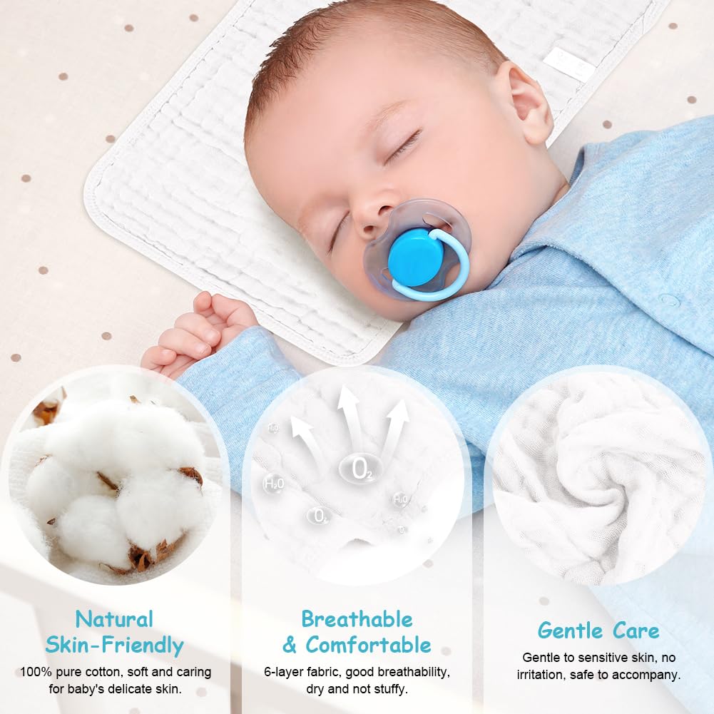 AYESY Muslin Squares Cloth for Baby 6pack 25cm x 50cm Muslin Burp Cloths 100% Cotton 6 Layers Extra Soft and Absorbent Baby Burp Cloth Set for Newborn Boys Girls - Image 4