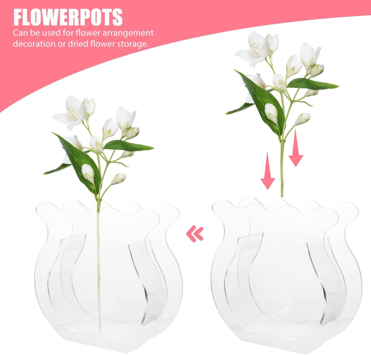 PRETYZOOM Transparent Fish Tank Vase 7.87X7.48X1.96In Clear Acrylic Multi-Function Flower Pot for Home Office Desk Living Room Decor Wedding Centerpiece