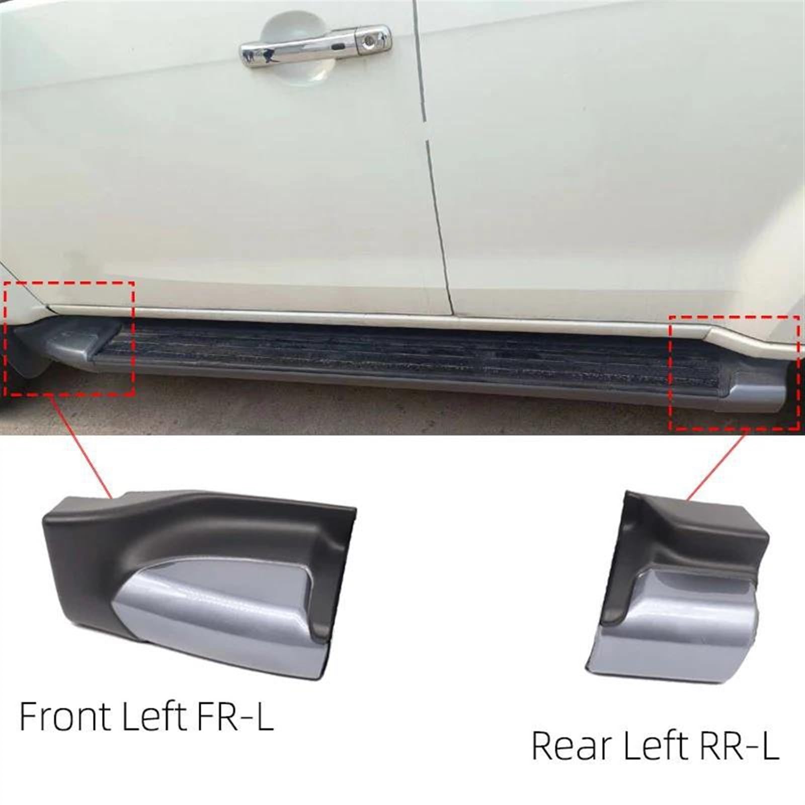 Faldón Lateral Tapa Extremo Estribo Lateral Puerta para Isuzu para MU-X para MUX 2015-2018 2019 2020 2021 2022 Tapa Tapón Extremo/Superior Estribo Coche Faldas Laterales Coche(Whole Kit 4pcs)