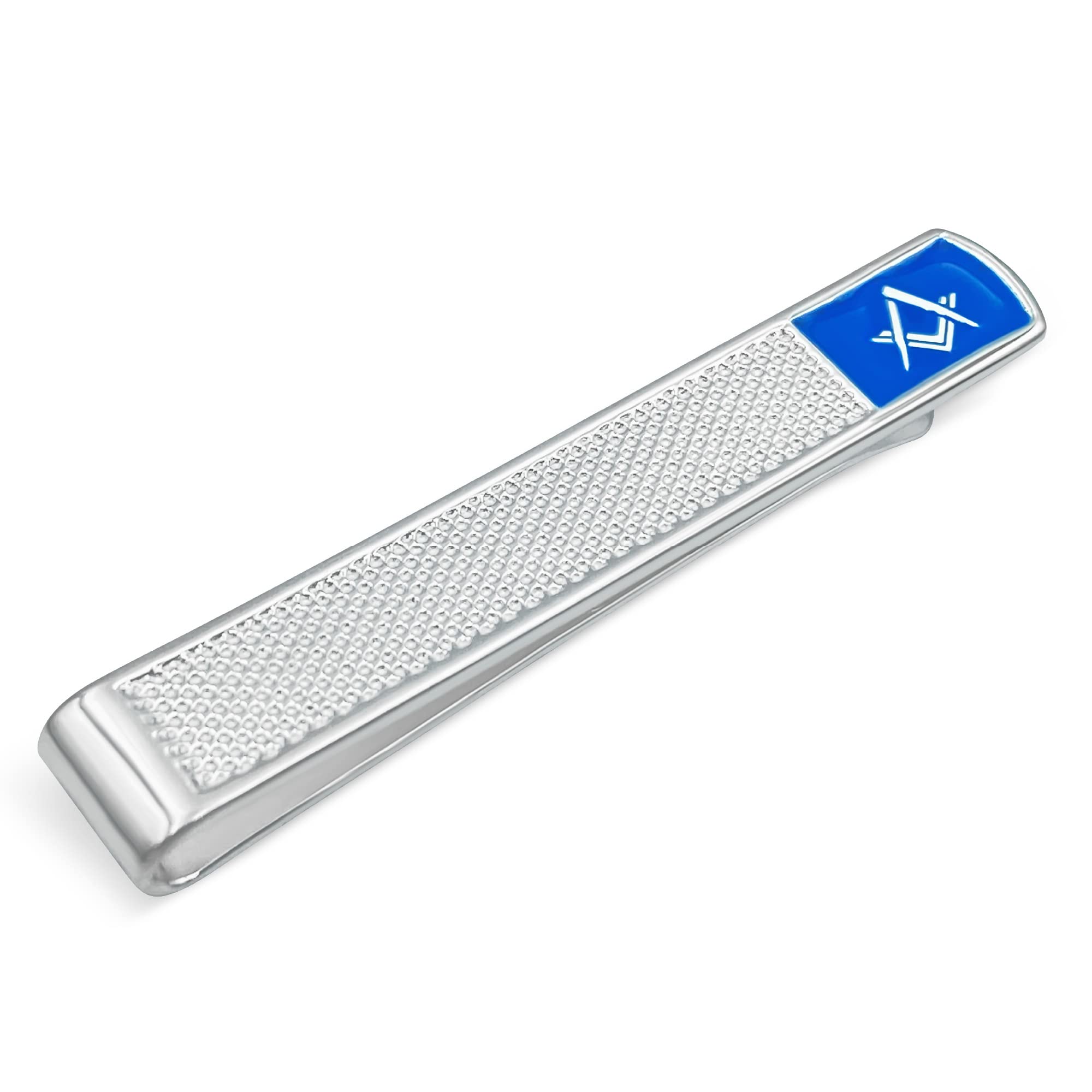 The Masonic Collection - Freimaurer-Krawattennadel aus Sterlingsilber – quadratisches und Kompass-Design – hergestellt aus Silber und 925er-Punze – mit Diamantschliff-Muster – ein Freimaurer-Geschenk