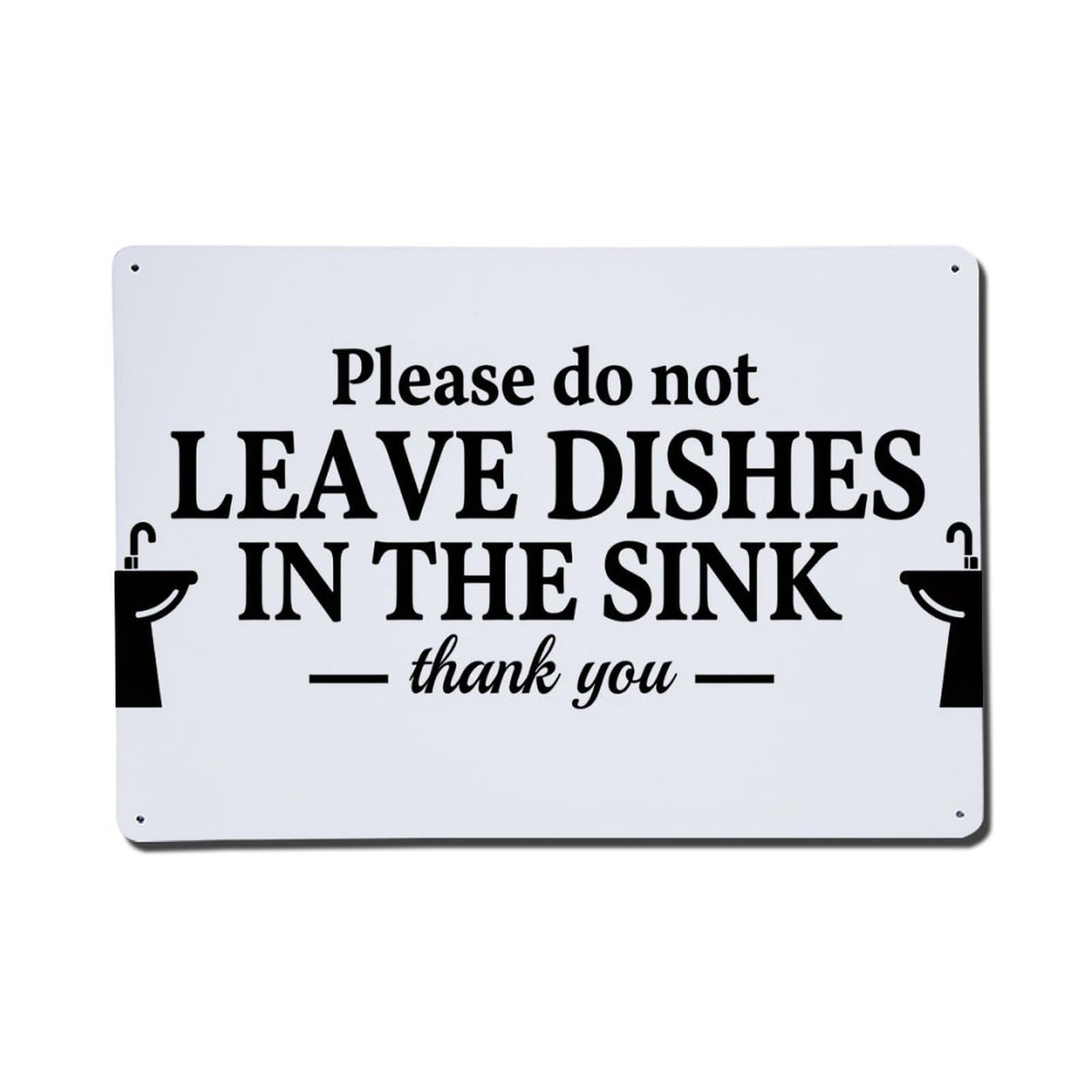 Please Do Not Leave Dishes In The Sink Thank You Tin Sign Vintage Metal Poster Retro Bar, Home, Man Cave, Kitchen, Laundry Room Wall Art Decor Gift 8x12 Inch