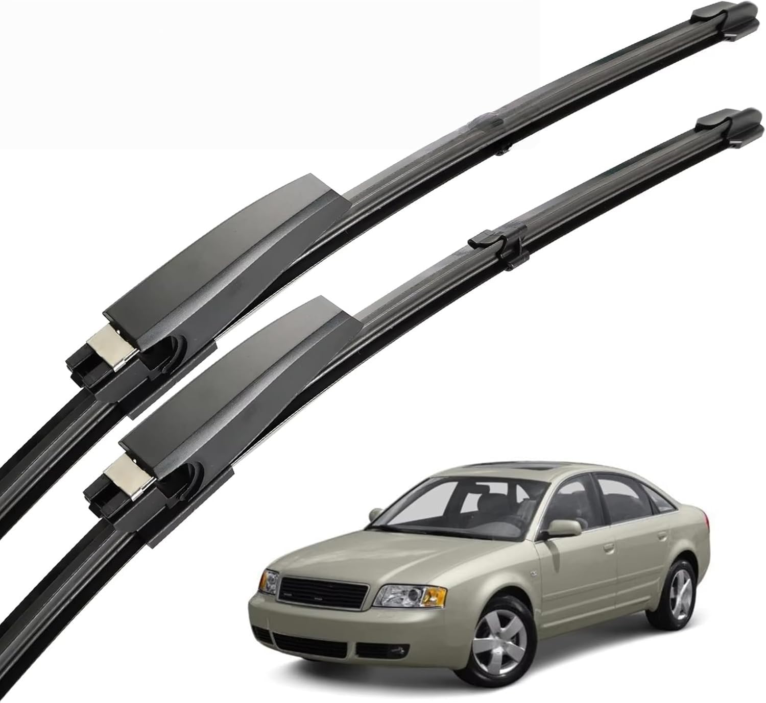 liufangfc Front Windscreen Beam Wipers for Audi A6 C5 4B 2002-2004 22"+22", Set of 2 Replacement Blades with Pre-assembled Adapter, Only for Right-Hand Drive (UK)