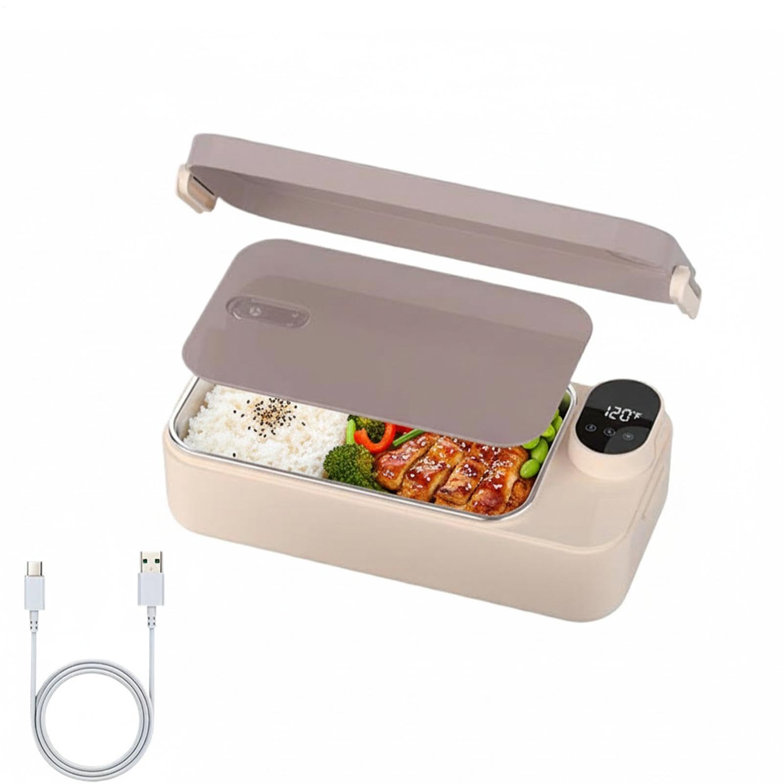 Scatola Pranzo Riscaldata per Uomini Riscaldatore Compatto Ricaricabile | Contenitore Inossidabile Senza Fili Per Ufficio Viaggio Scuola e Famiglia
