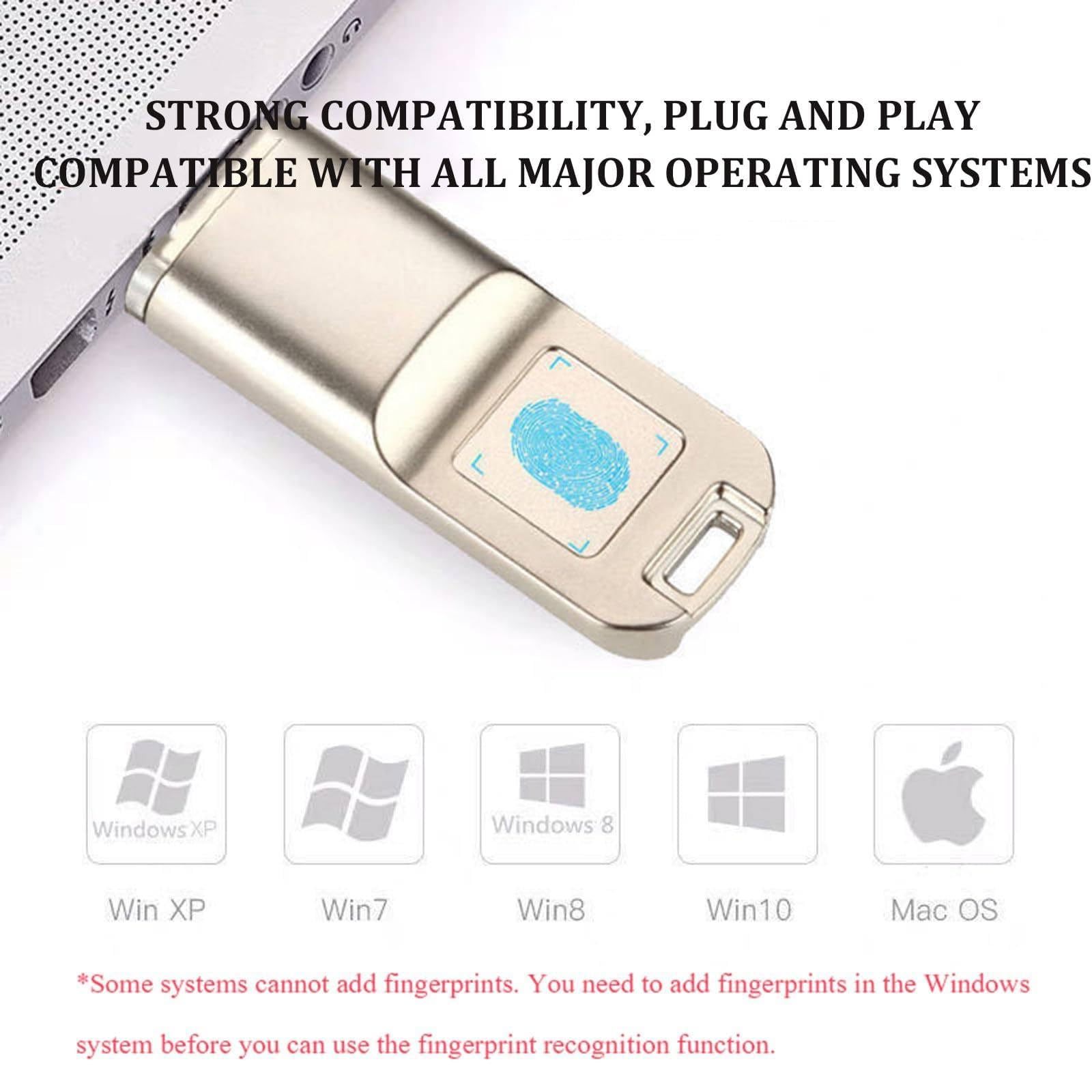 Pamięć Flash Usb Z Czytnikiem Linii Papilarnych, Pamięć Flash USB 3.0, Obsługuje 10 Odcisków Palców, Prędkość Odczytu 100 M/S, Kompatybilna Z Systemami Windows I Mac Os 128GB