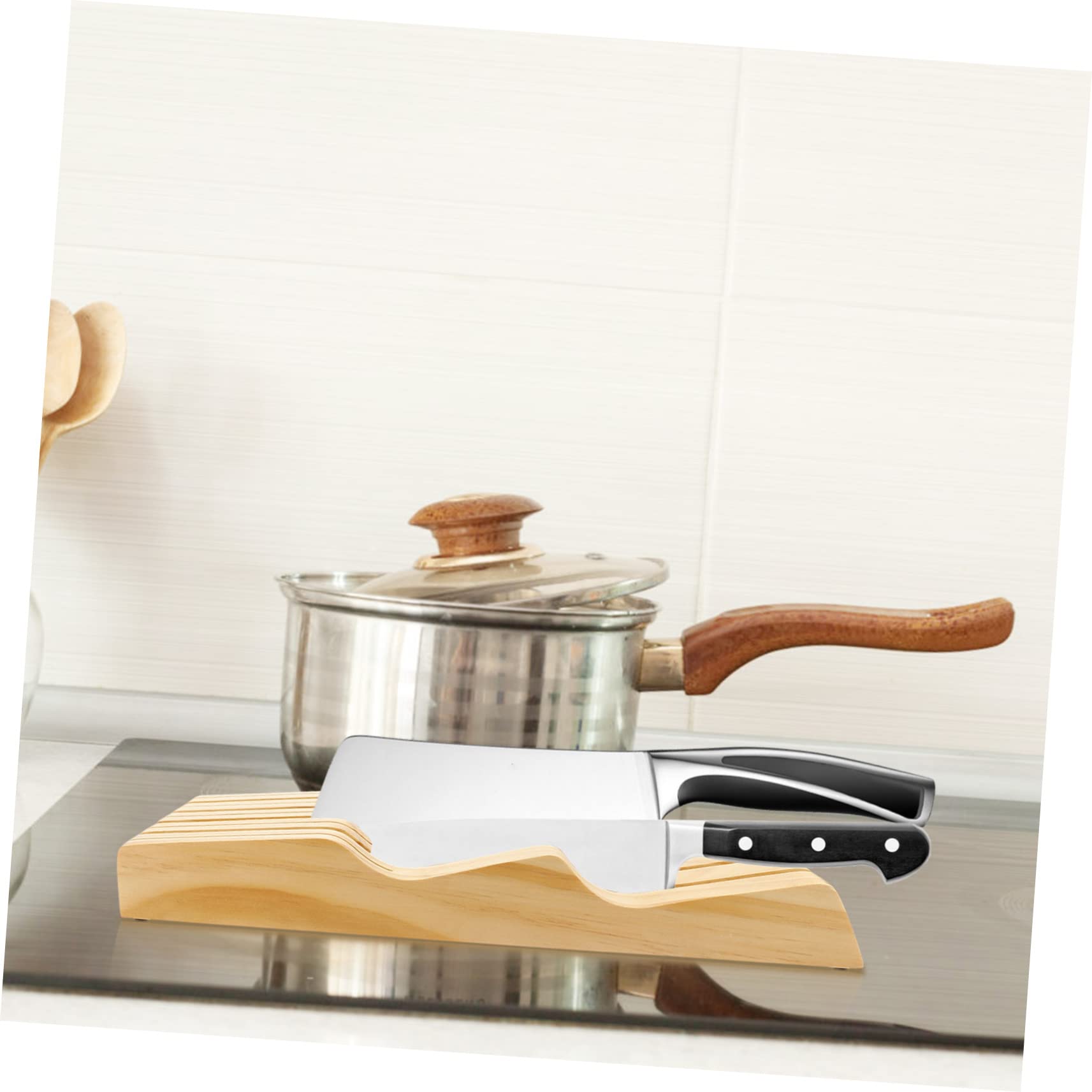 Ipetboom Schubladeneinsatz Messerhalter Buche Holz Cutter Organizer Für Küchenmesser Küchenaufbewahrung Platzsparend Für Haushalte Und Gastronomie
