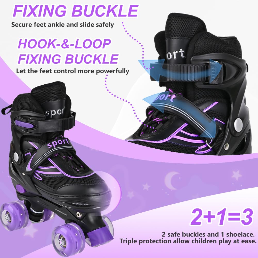 DUZSKJ Pattini regolabili per bambini per ragazzi e ragazze, pattini a rotelle regolabili con tutte le ruote illuminate per bambini bambini piccoli grandi bambini principianti