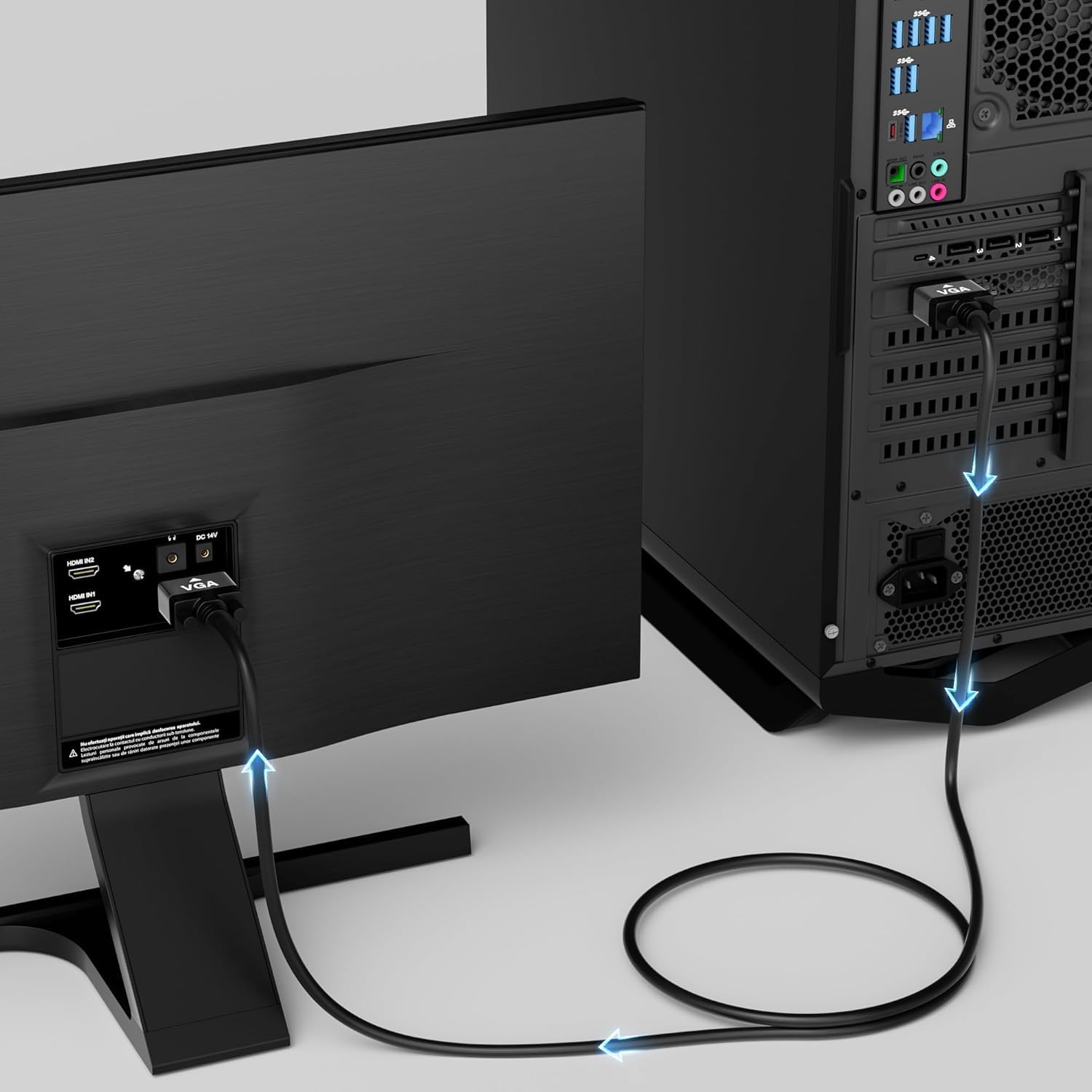 Câble Adaptateur HDMI Vers VGA 1 M - Mâle HDMI (source) Vers Mâle VGA (écran) - Full HD 1080p - Pour PC, Projecteur, Moniteur