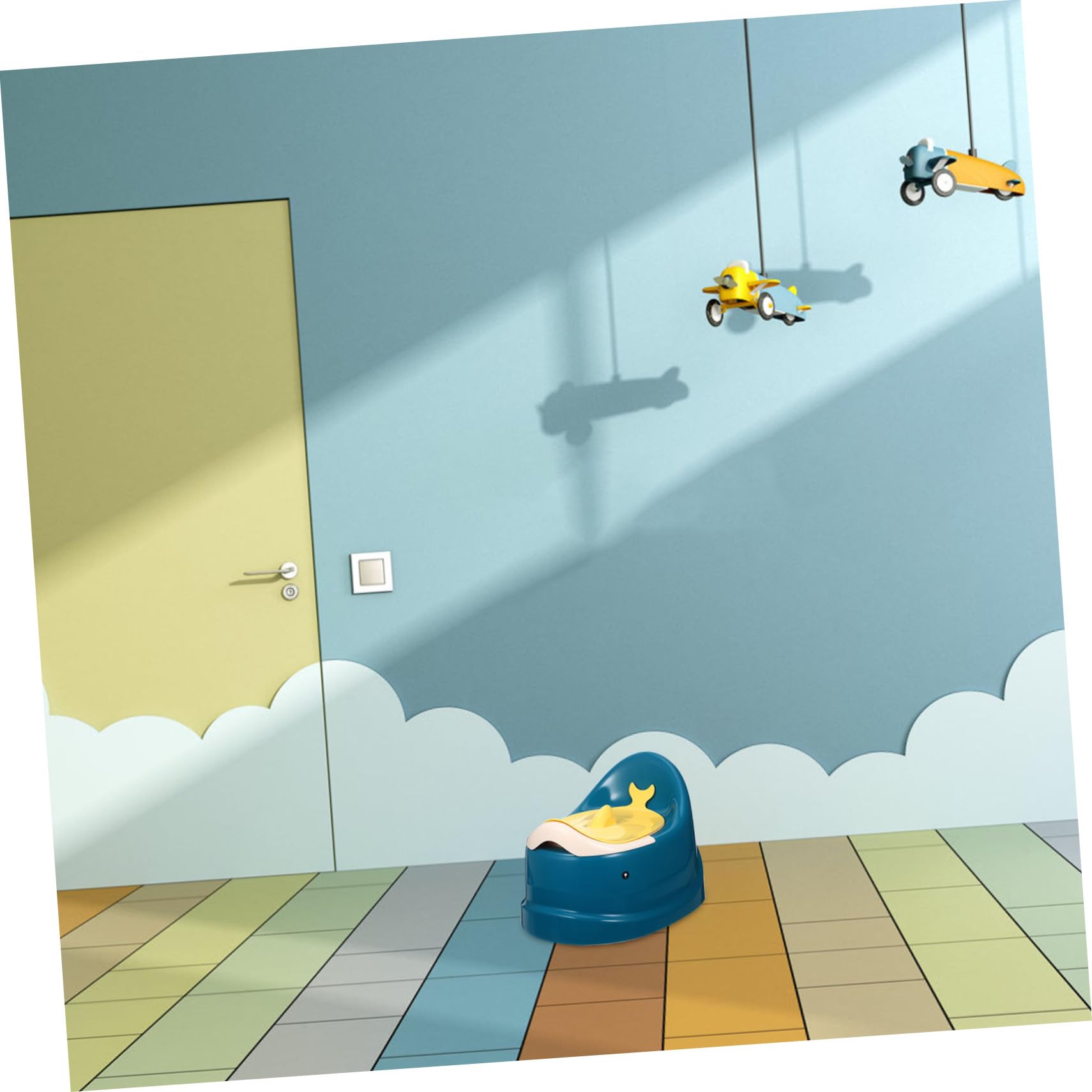ERINGOGO Sedile Wc per Bambini Portatile in Pp Blu, Vasino Riutilizzabile per Addestramento Toilette, per Viaggio e Uso in Auto, Favorisce L'autonomia dei Bimbi