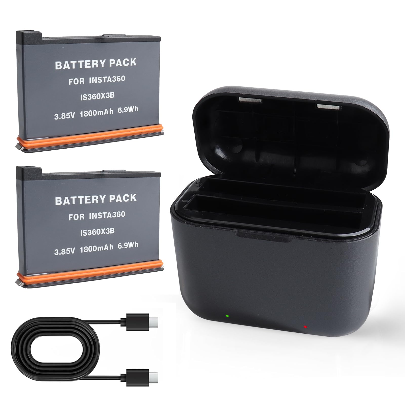Baterías 360 X3 con estuche de carga USB compatible con Insta360 X3 8