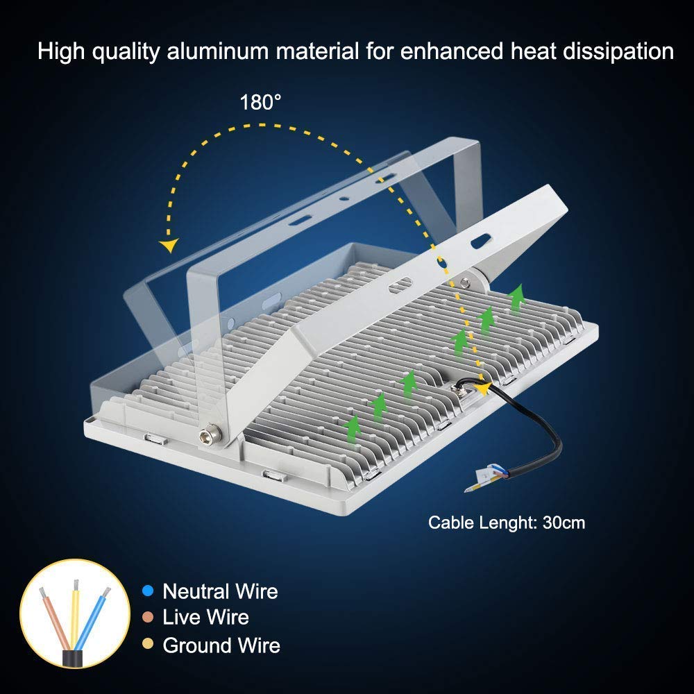 Viugreum LED Strahler Außen 500W 40000 Lumen 6500k Kaltes Weiß LED Fluter Außenstrahler Super Bright IP67 Scheinwerfe Flutlicht Außenleuchte Gartentrahler