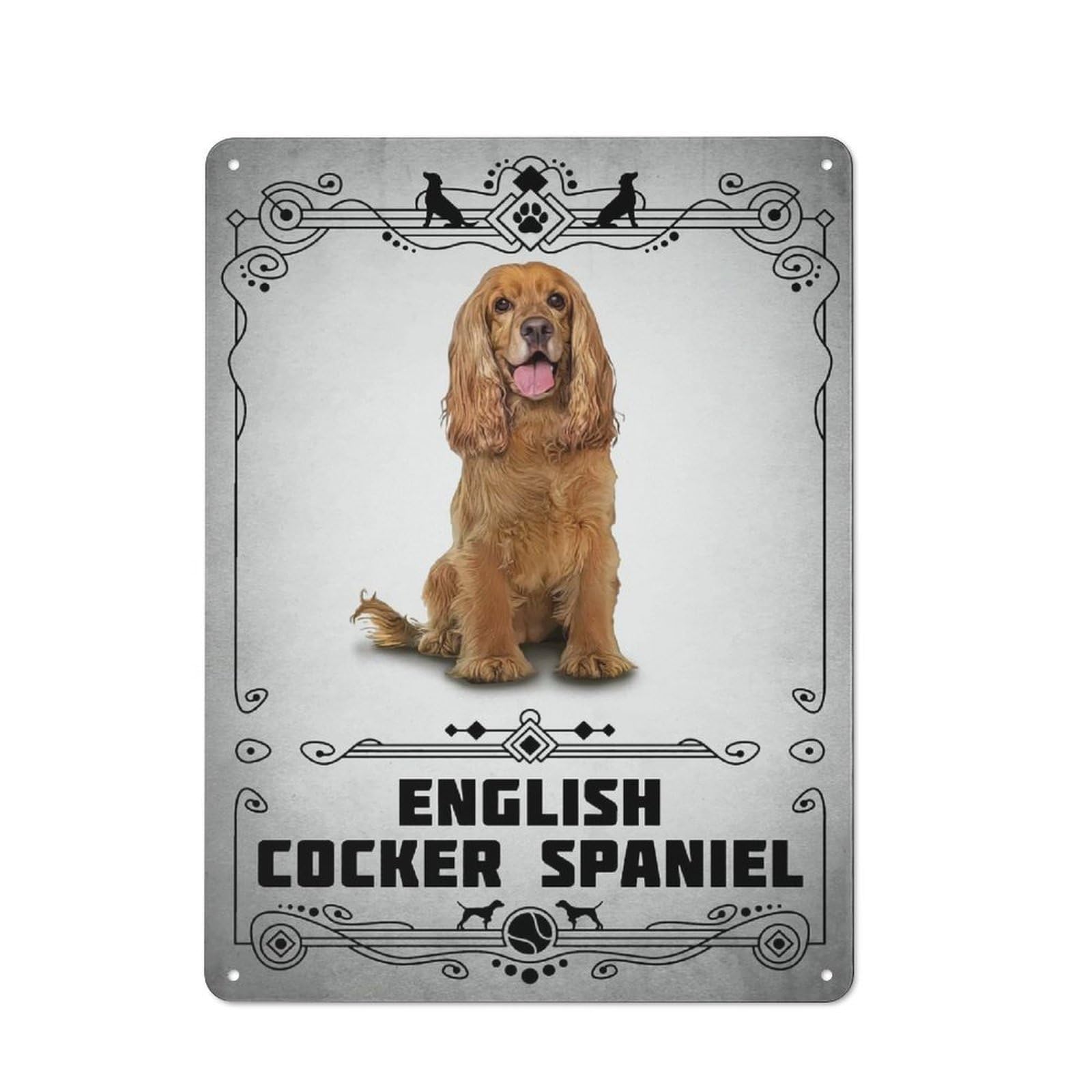 Junmoney Style-3 Country Metal Sign With English Cocker Spaniel Design 40X30cm, Barn Style Rustic Kitchen Decor For Farmhouse Kitchen, Pantry Or Dining Area