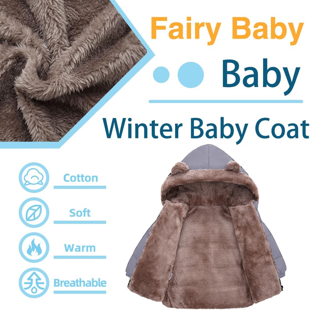 Fairy Baby Infant Baby Winter Coat Cute Teddy Bear Hooded Jacket Warm Fleece Outerwear Windproof Toddler Boys Girl 6M-4T - Image 5