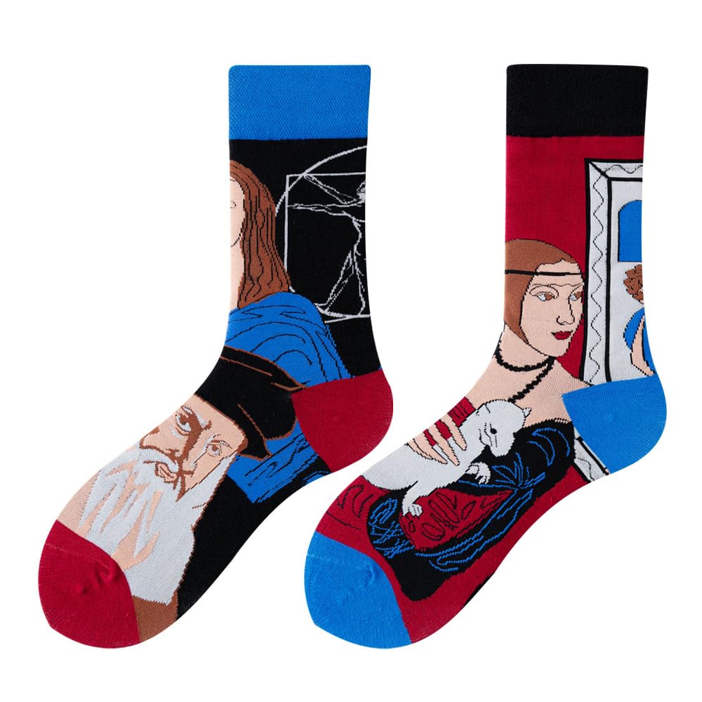 Calcetines Divertidos Unisex para Mujer y Hombre con Diseños Asimétricos en Par - Temas Animales, Comida, Fruta, Deporte y Arte en Algodón - Ideal para Regalos — view 113