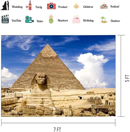 Miniatura 2 de EOA - Telón de fondo de pirámide egipcia de 7 pulgadas de ancho x 5 pies de alto, para fotografía, fondo de esfinge egipcia de Androsphinx, sesión
