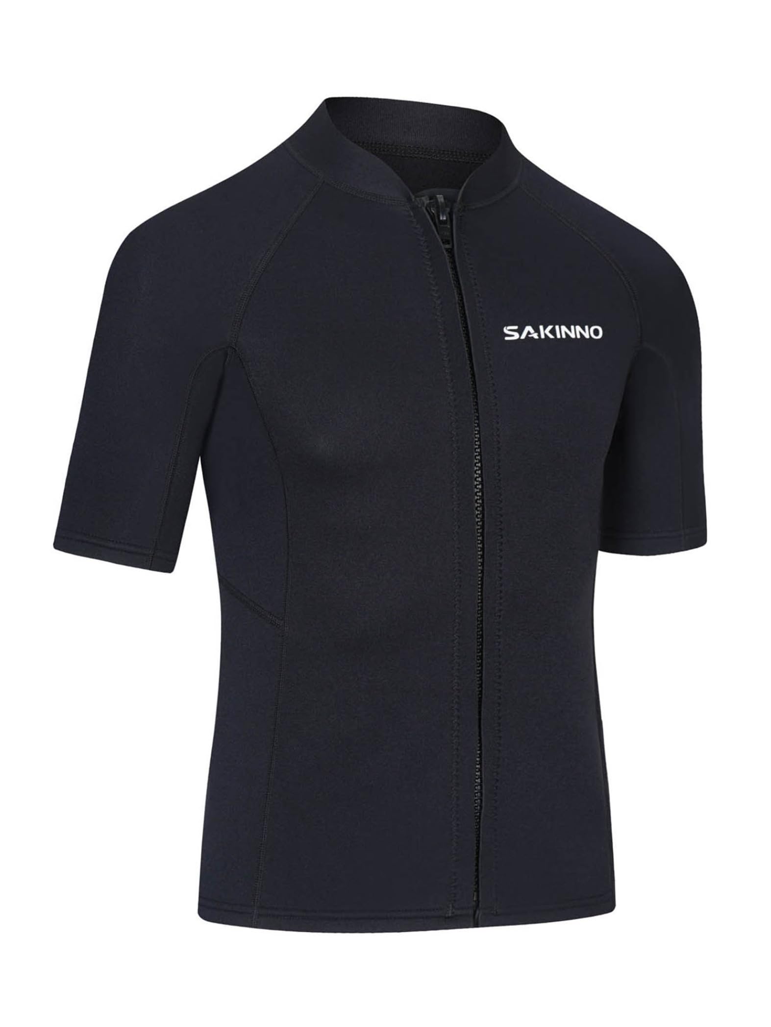 Giacca muta da uomo 2 mm in neoprene Top manica corta giacca in neoprene con cerniera frontale per immersioni surf snorkeling nuoto