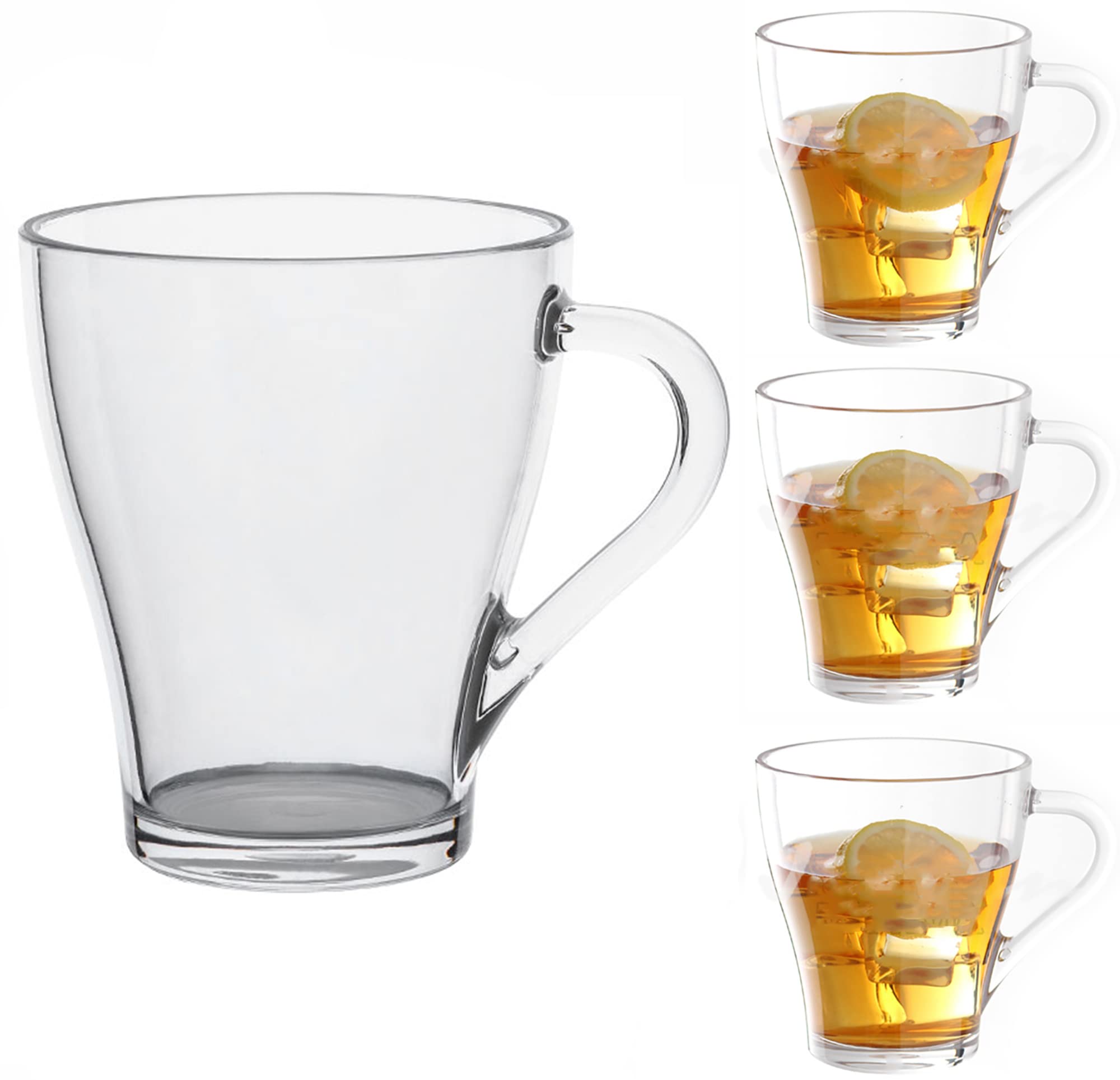 Bellemax Crystal Clear Tea Cups - Set of 4 -5 Bellemax Crystal Clear Tea Cups - Set of 4 -5
