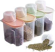 طقم علب تخزين حبوب حاويات تخزين للمطبخ مع غطاء للأطعمة الجافة والحبوب والدقيق ، 4 قطع