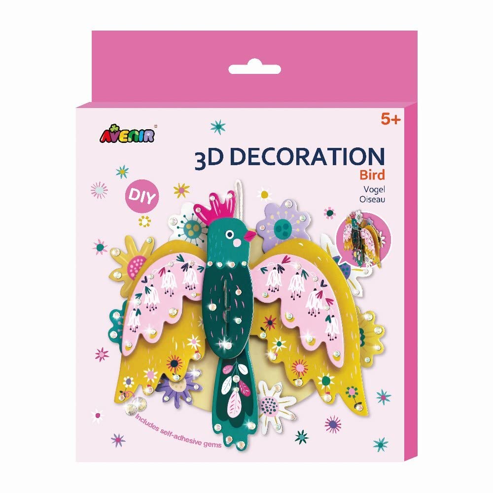 Avenir 3D Decoration - Bird Kit | Turn Your Wall into a Zoo! Create 3D Decorations with Pre-Cut Cardboard Puzzle Pieces | Thoughtful and Creative Gift Option for Kids 3+
